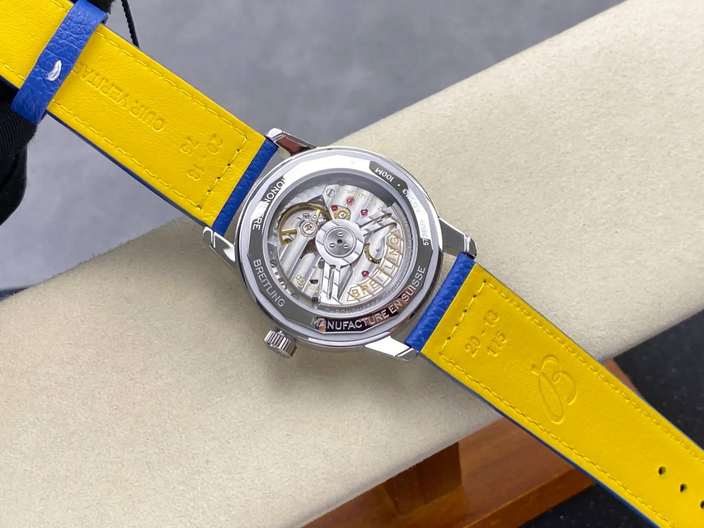 Breitling Top Time B31 BLF 1:1 Best Edition Blue Dial Yellow Hand on Blue Leather Strap AB31 25 83e5e1626b4c0a0 阿默表行AmoWatch