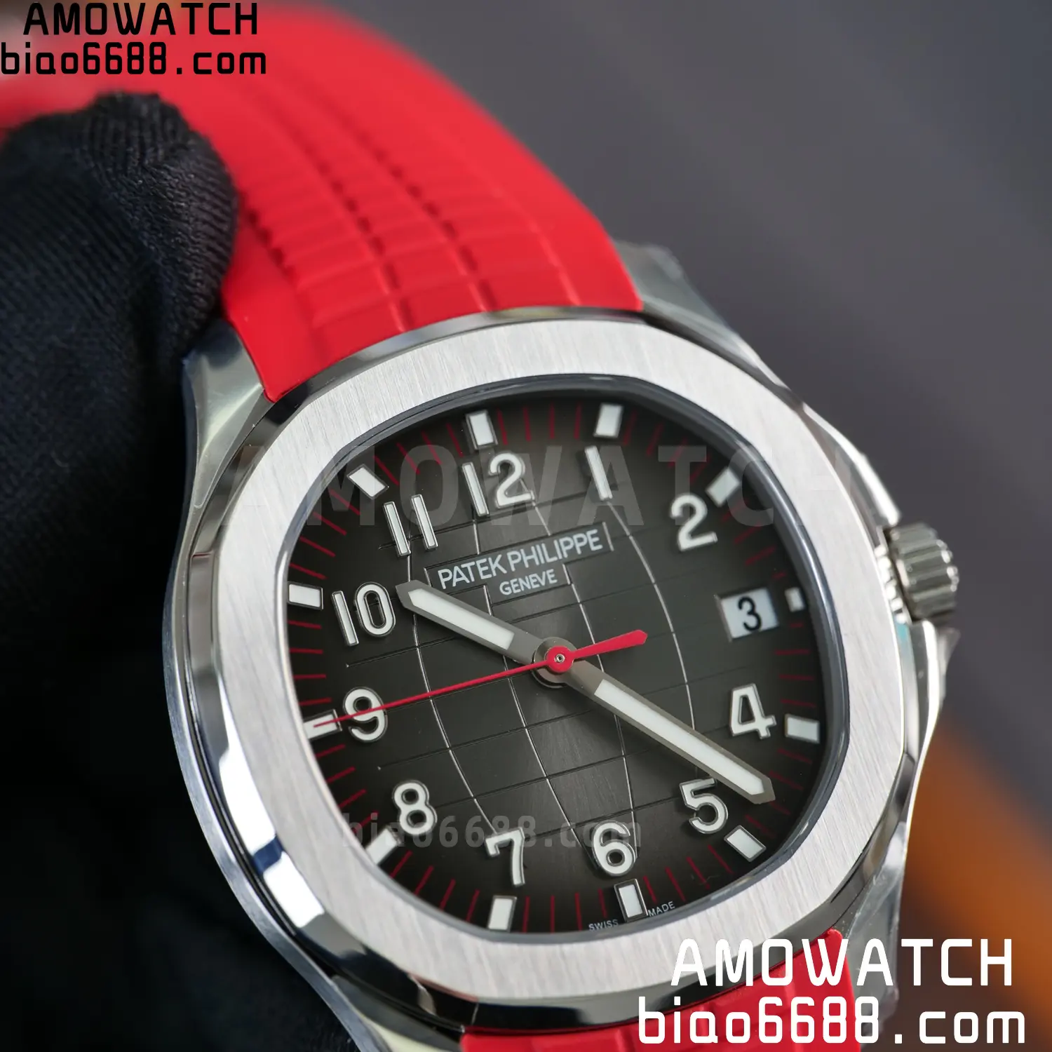 PP Aquanaut 5167 SS Singapore DDF 1:1 Best Edition Gray Dial on Red Rubber Strap DD324 V2 90 852c9093190422f AMO Watch