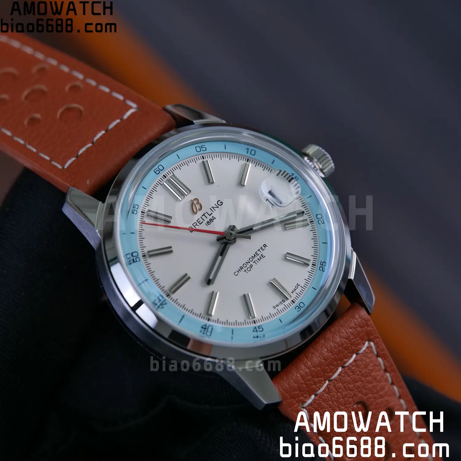 BREITLING Top Time B31 BLF 1:1 Best Edition White Dial Orange Hand on Brown Leather Strap 94 8597b46f643b6e3 阿默表行AmoWatch