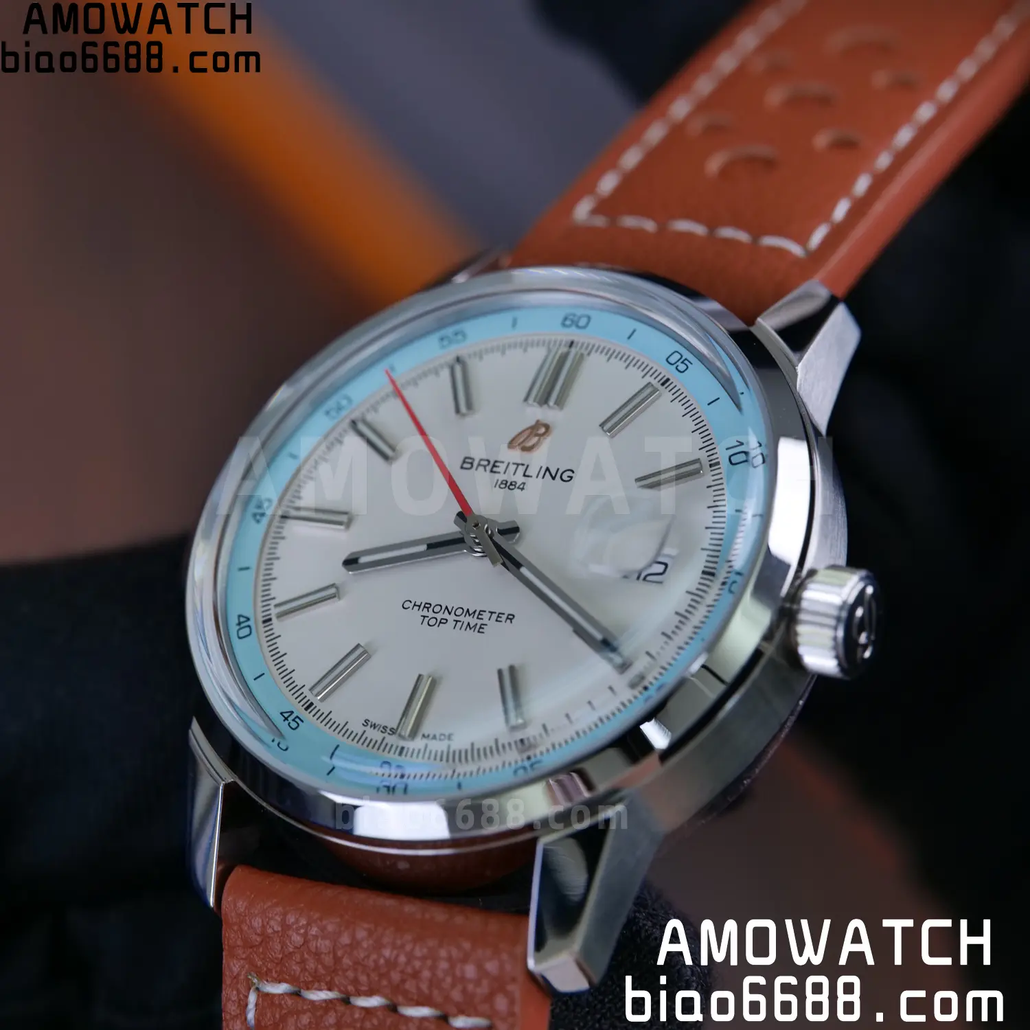 BREITLING Top Time B31 BLF 1:1 Best Edition White Dial Orange Hand on Brown Leather Strap 103 85ddfcf2a23a768 阿默表行AmoWatch