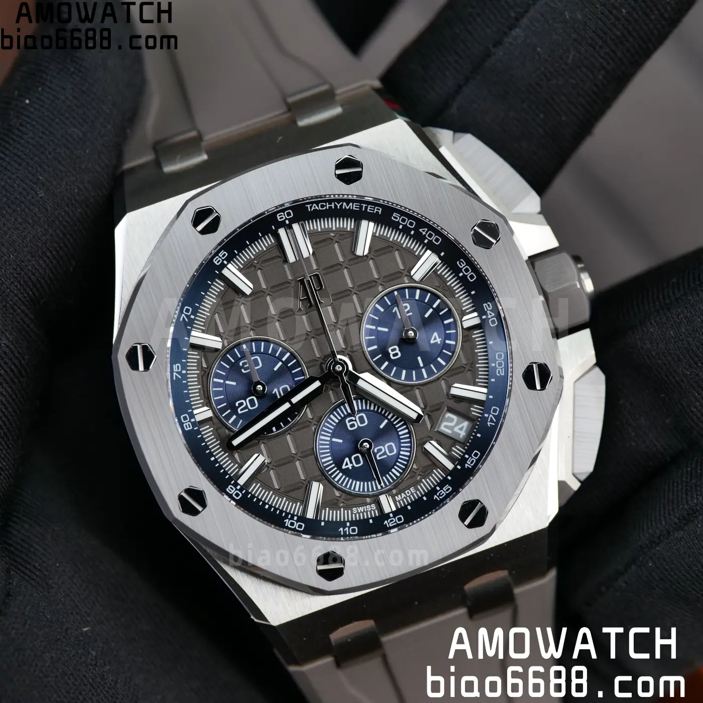 AP Royal Oak Offshore 43mm 26420so SS DDF 1:1 Best Edition Gray/Blue Dial on Gray Rubber Strap DD4401 Super Clone 89 860367281080edd 阿默表行AmoWatch