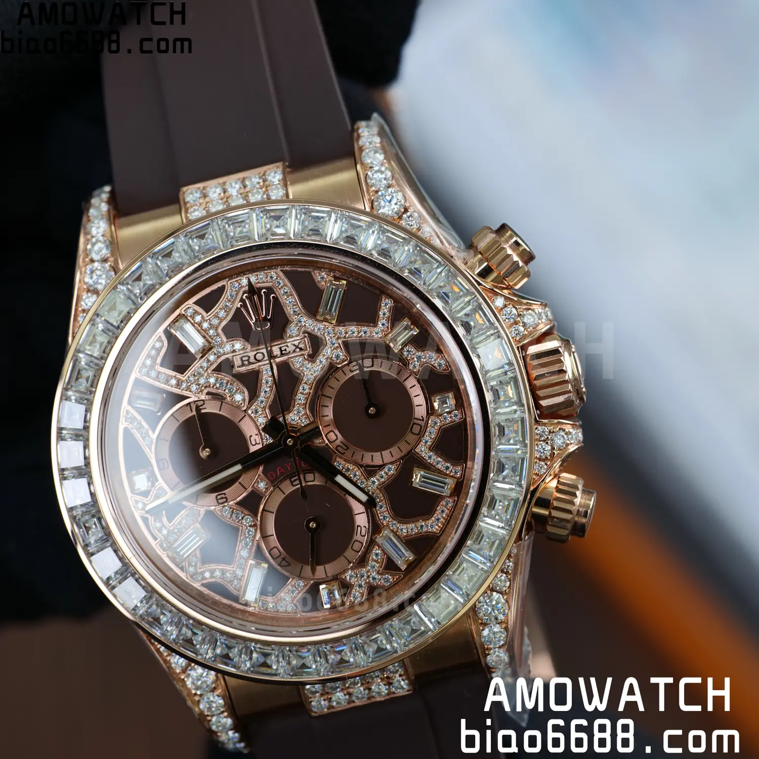 Custom Made Rolex Giraffe Daytona 126555 Mossanite with Brown Strap VS4131 (Weighted) 82 886dbc5a5a24e47 阿默表行AmoWatch