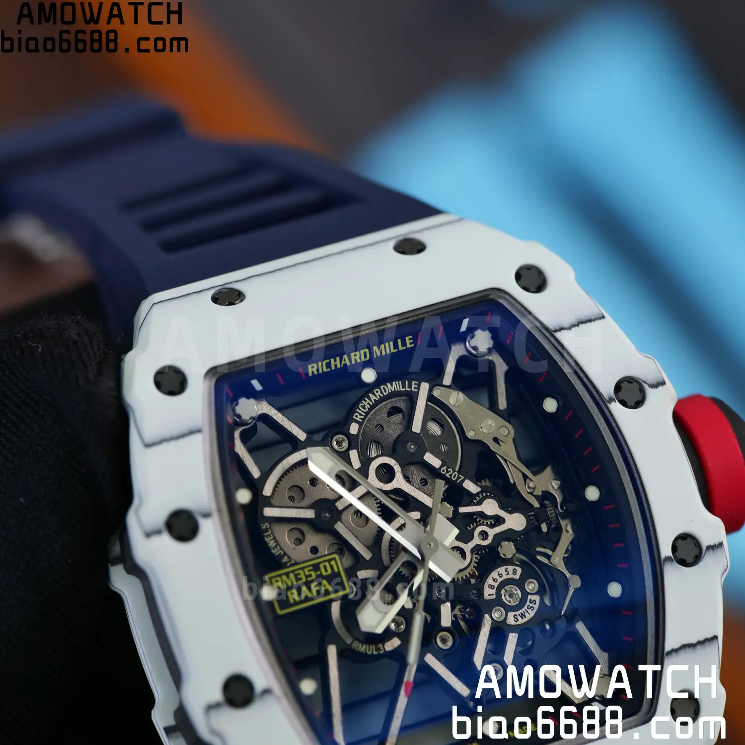 Custom Made RICHARD MILLE RM035 RM35-01 White Carbon BBR 92 889b4d756dcc5a3 AMO Watch