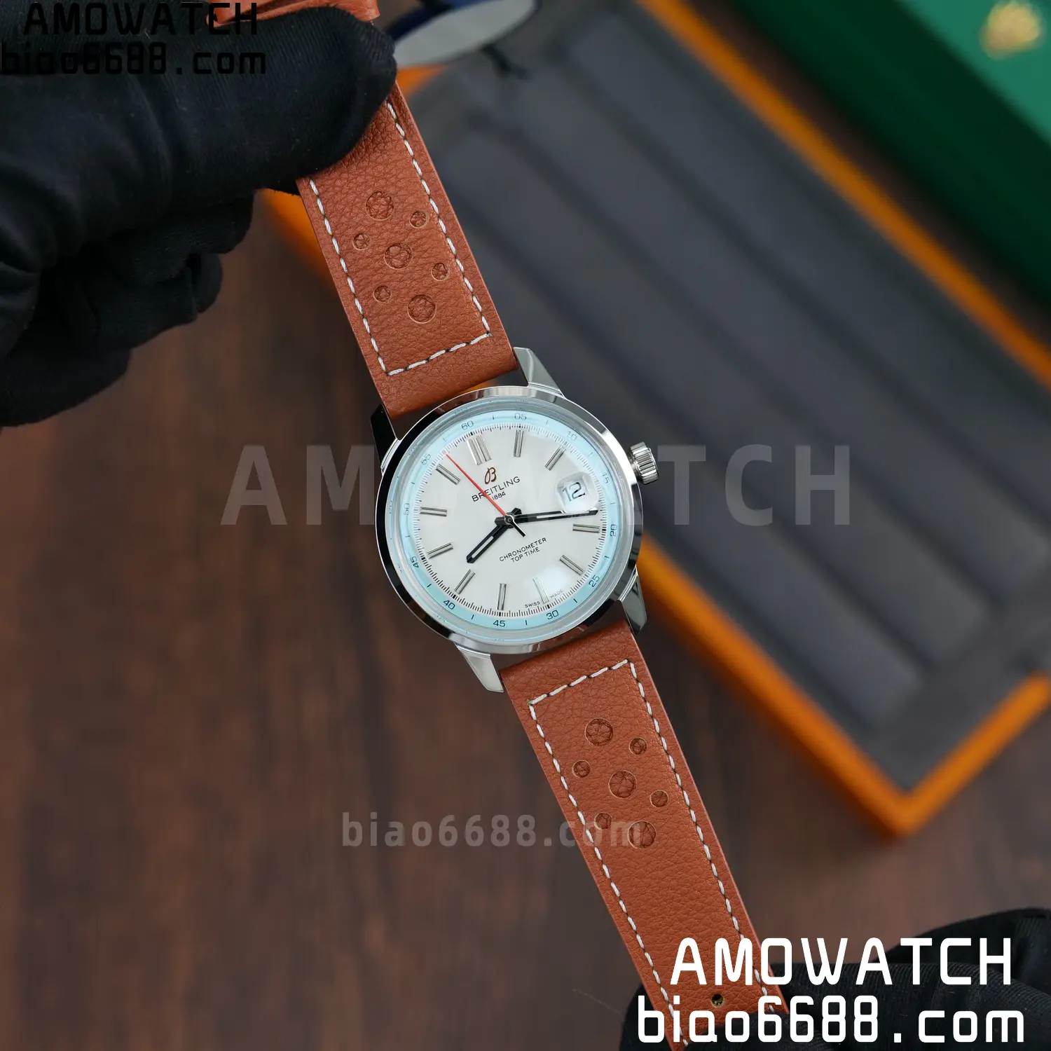 BREITLING Top Time B31 BLF 1:1 Best Edition White Dial Orange Hand on Brown Leather Strap 82 8a33988272e1e09 阿默表行AmoWatch