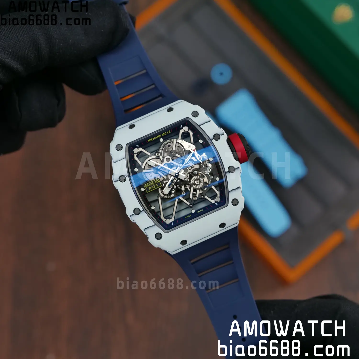 Custom Made RICHARD MILLE RM035 RM35-01 White Carbon BBR 73 8aedaf7f3964e13 AMO Watch
