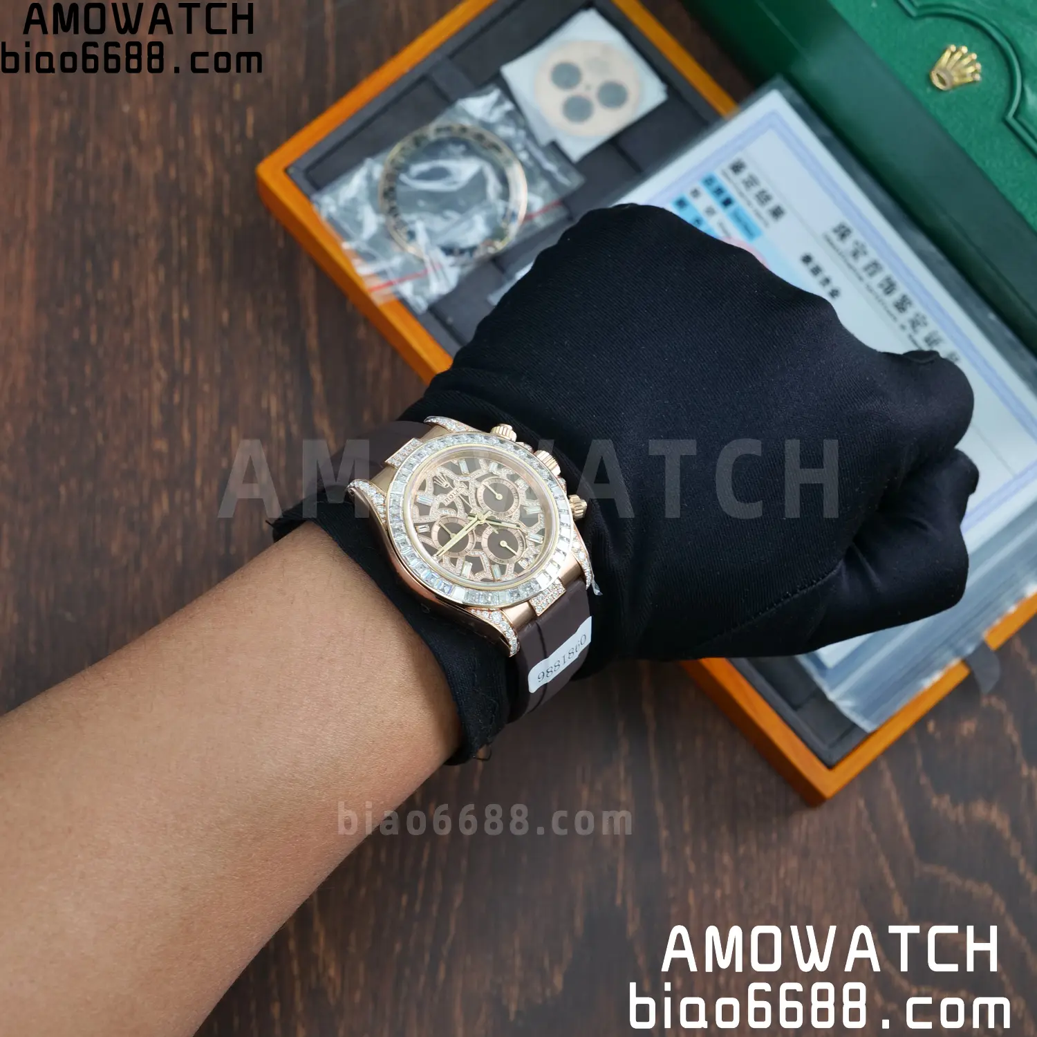 Custom Made Rolex Giraffe Daytona 126555 Mossanite with Brown Strap VS4131 (Weighted) 95 8c399b3fb66ad54 阿默表行AmoWatch