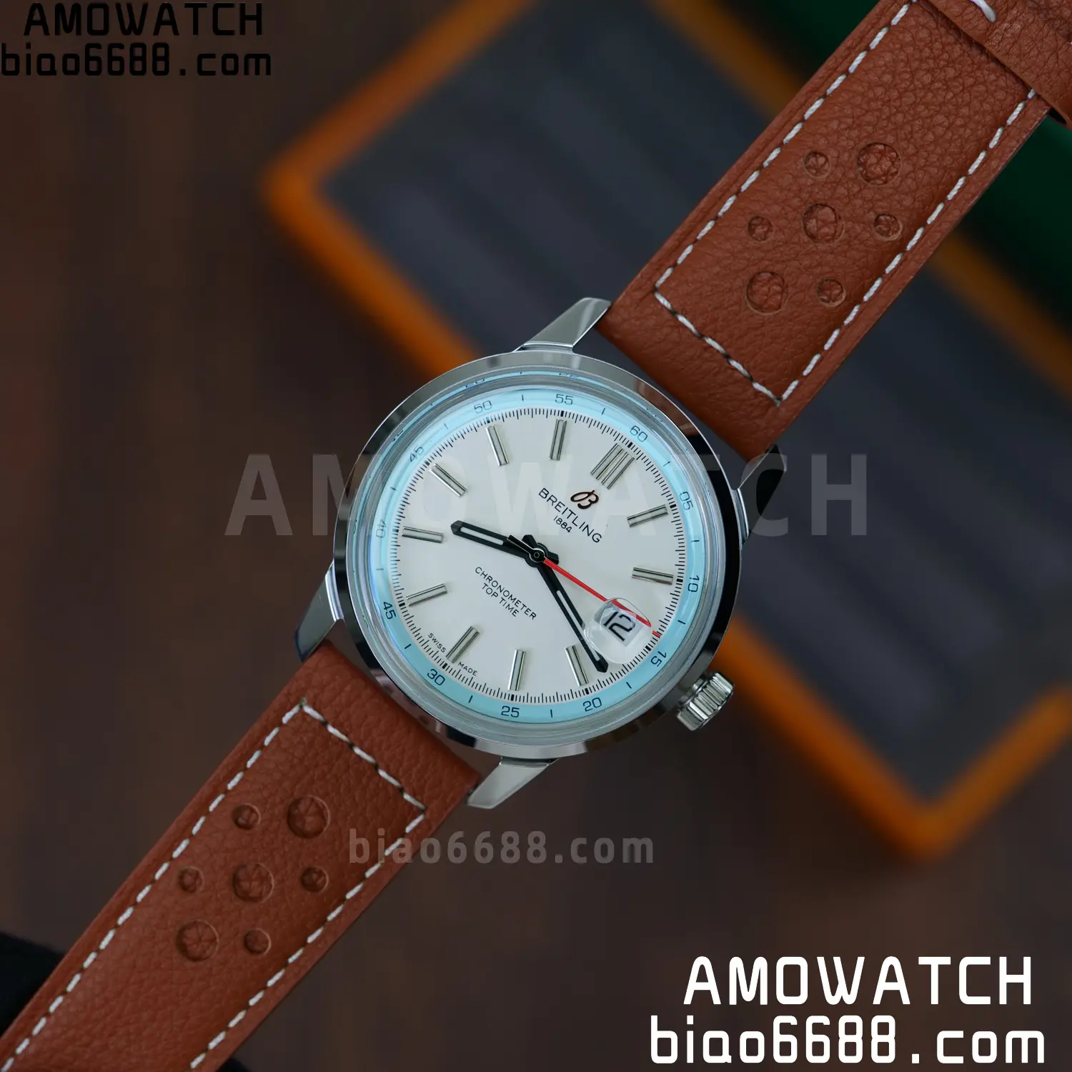 BREITLING Top Time B31 BLF 1:1 Best Edition White Dial Orange Hand on Brown Leather Strap 85 8dcc41be1a1614d 阿默表行AmoWatch
