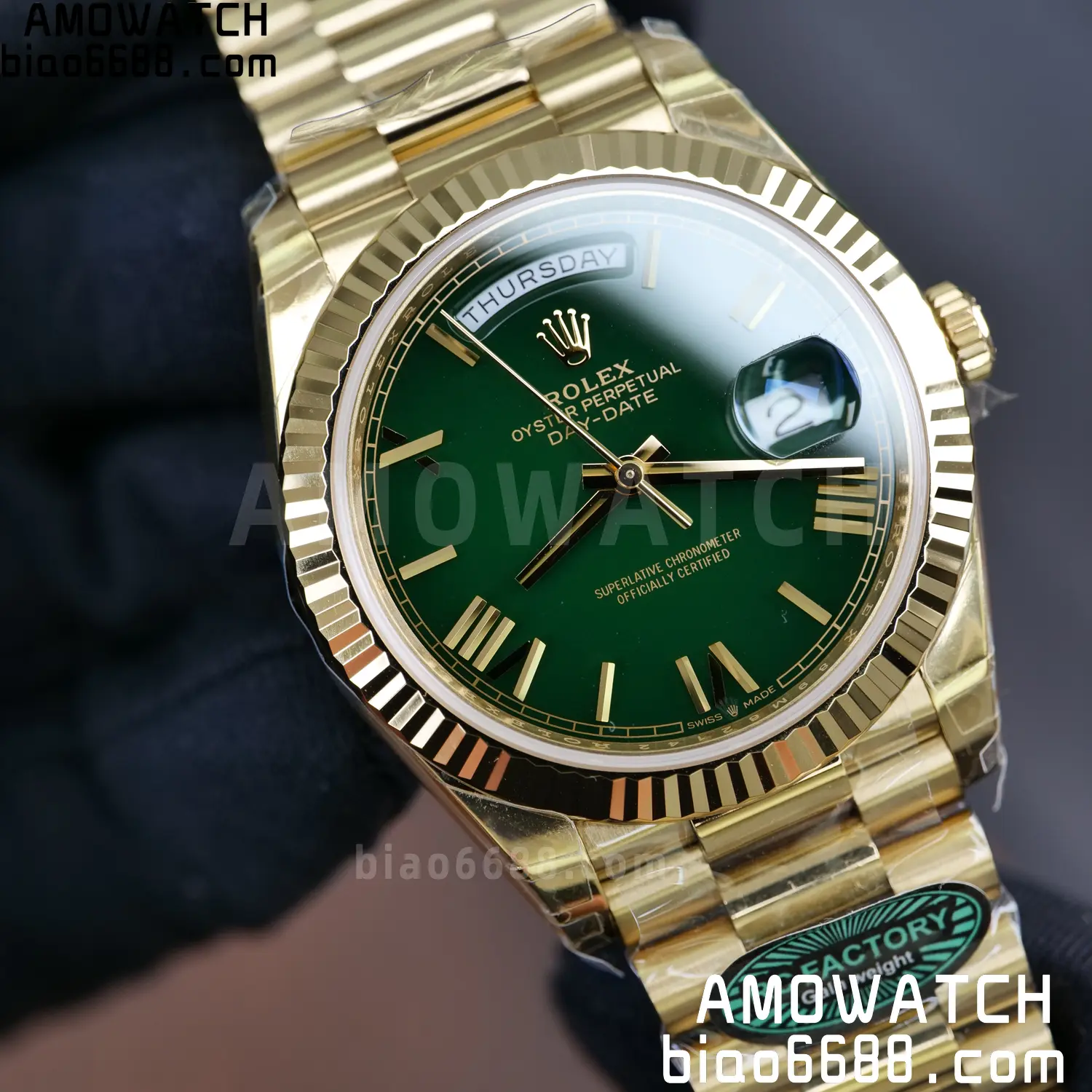 Rolex Day Date 40 YG 228238 RCF 1:1 Best Edition Green Dial on President Bracelet VR3255 (211g) 75 9348842b9d9c753 AMO Watch