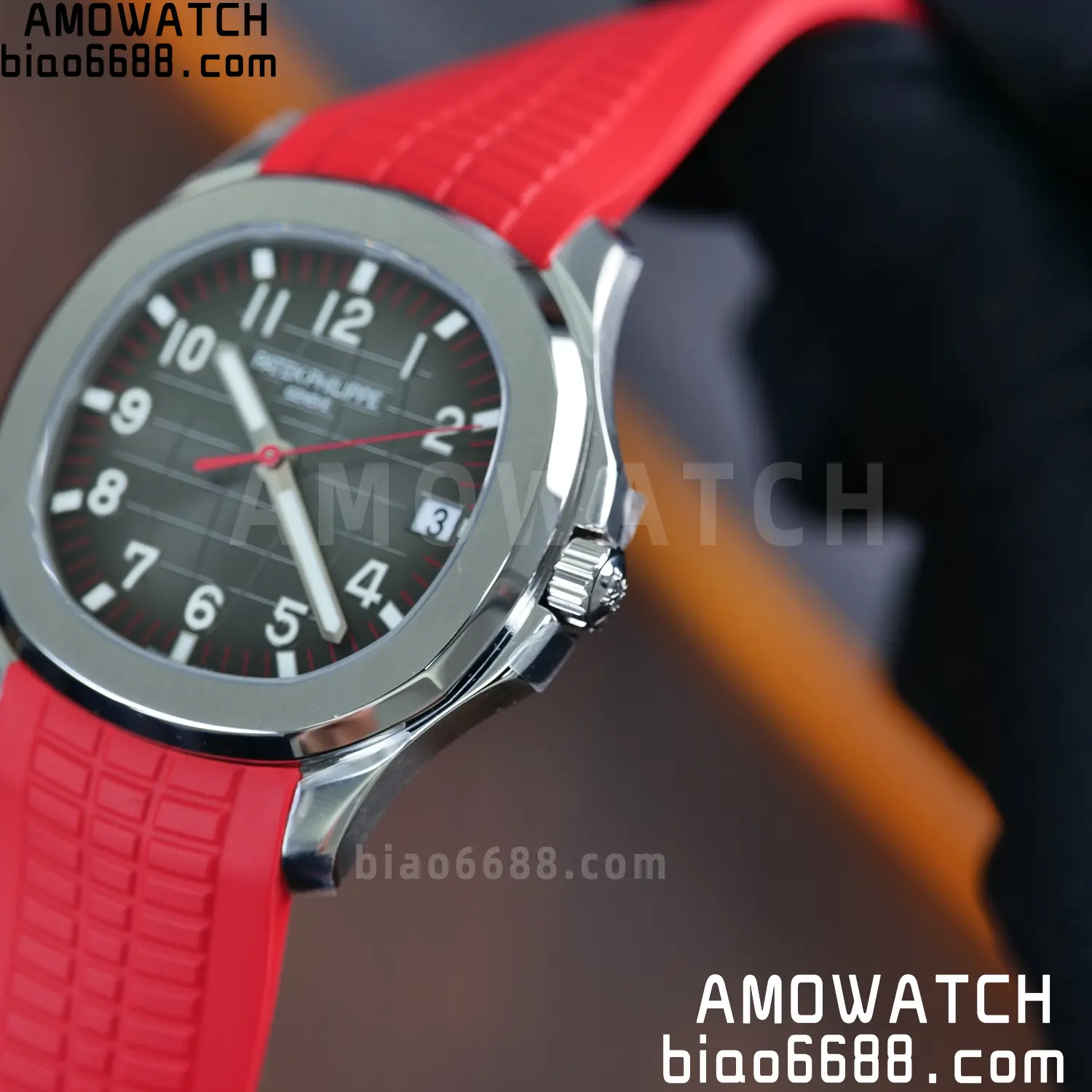 PP Aquanaut 5167 SS Singapore DDF 1:1 Best Edition Gray Dial on Red Rubber Strap DD324 V2 83 94eda237ff6115e AMO Watch