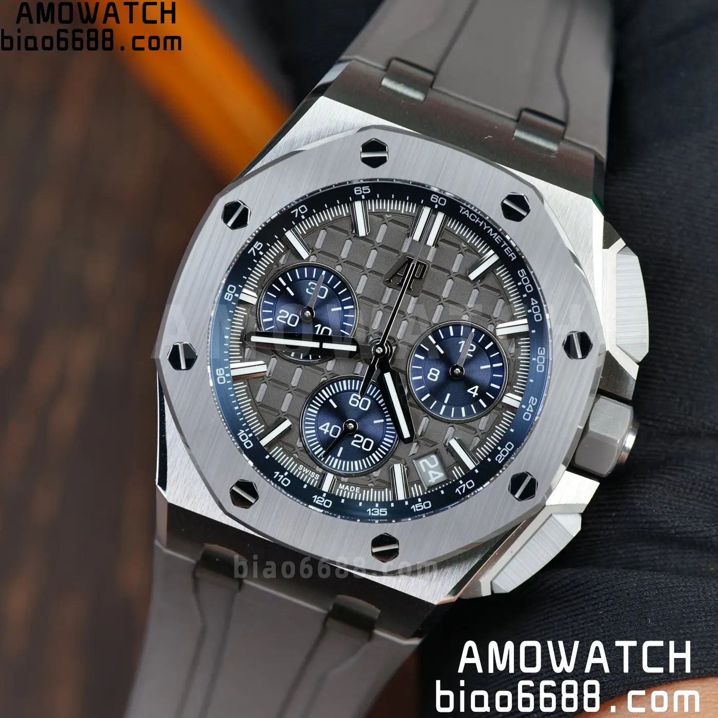 AP Royal Oak Offshore 43mm 26420so SS DDF 1:1 Best Edition Gray/Blue Dial on Gray Rubber Strap DD4401 Super Clone 90 94f11f53f7245fb 阿默表行AmoWatch