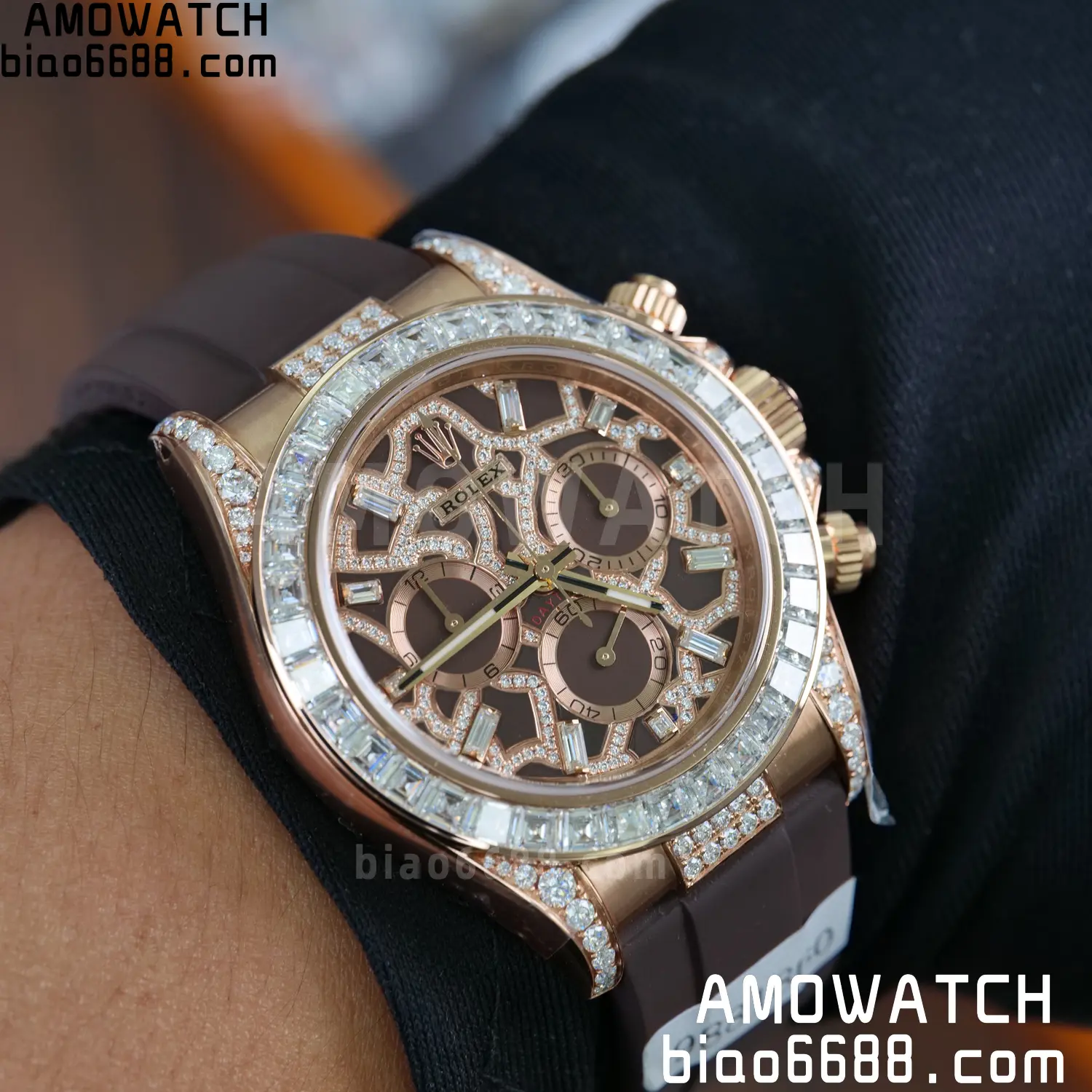 Custom Made Rolex Giraffe Daytona 126555 Mossanite with Brown Strap VS4131 (Weighted) 94 96e33dafee6b460 阿默表行AmoWatch