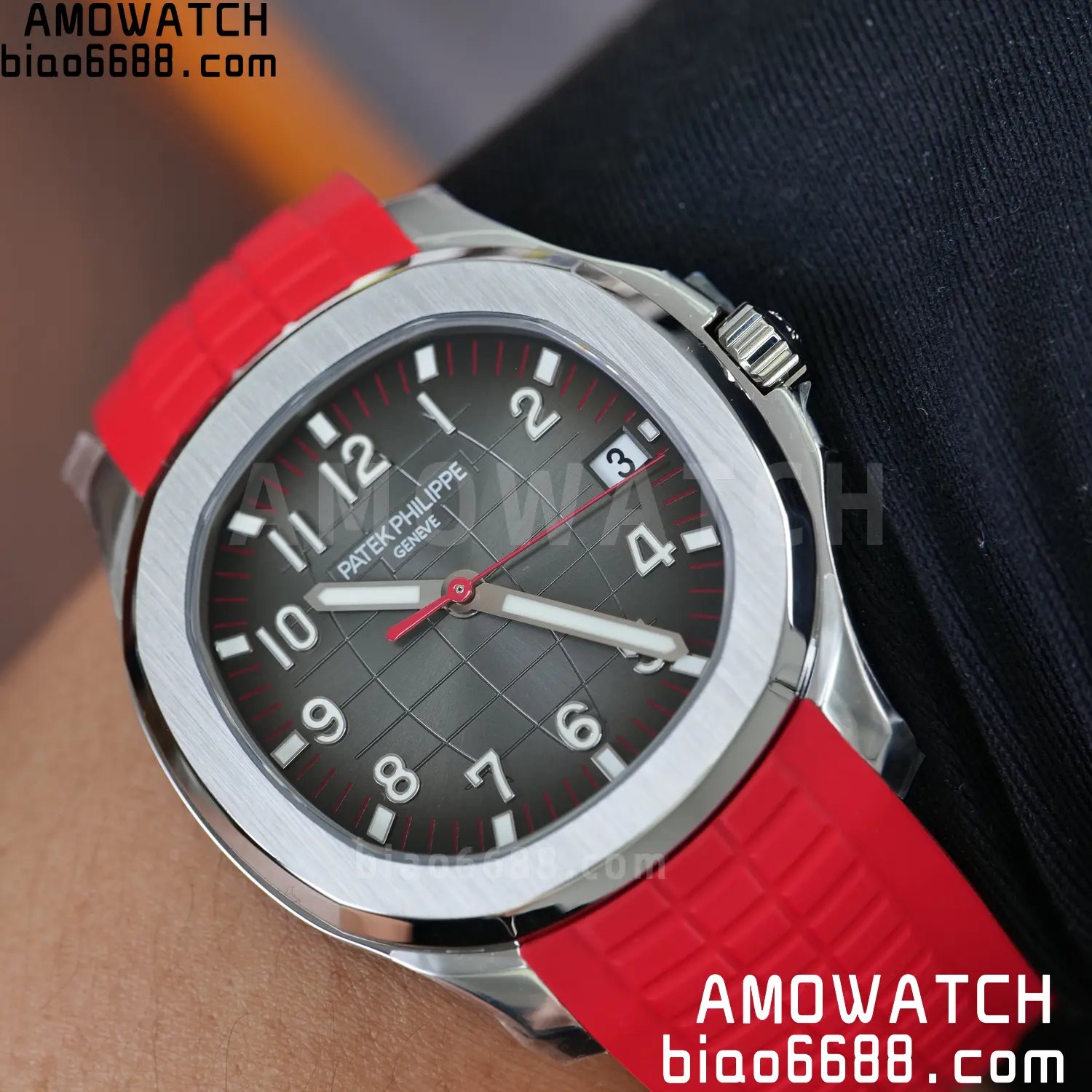 PP Aquanaut 5167 SS Singapore DDF 1:1 Best Edition Gray Dial on Red Rubber Strap DD324 V2 101 9884ac24b633750 AMO Watch