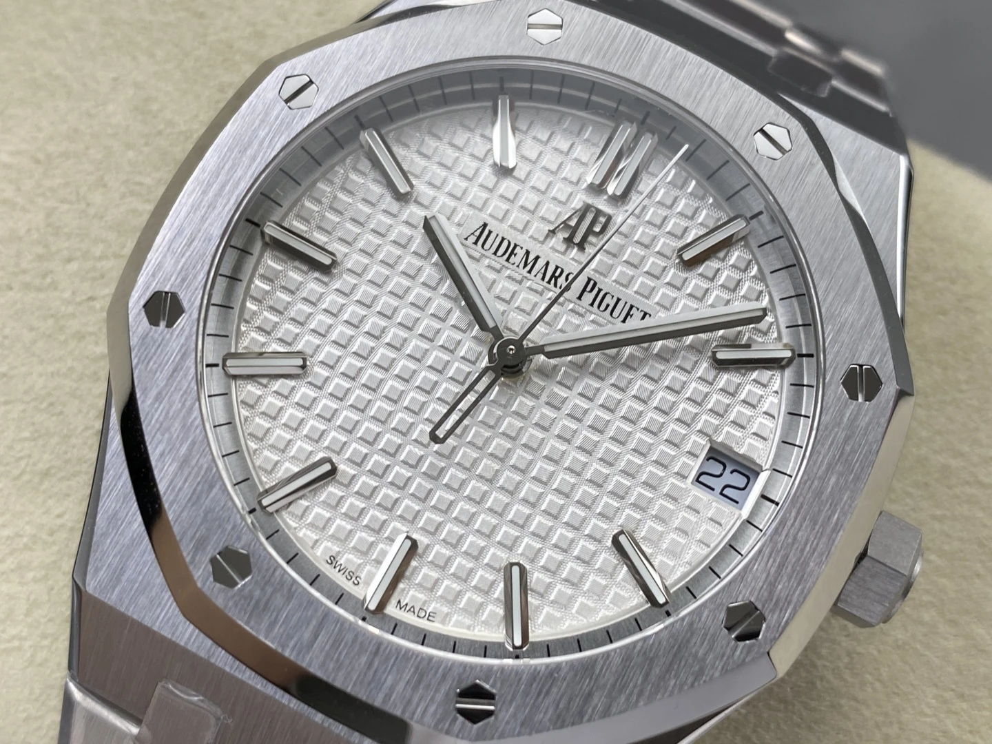 AP Royal Oak 41mm 15500 SS ZF 1:1 Best Edition White Textured Dial on SS Bracelet A4302 V3 27 9c4be63367b02b1 阿默表行AmoWatch