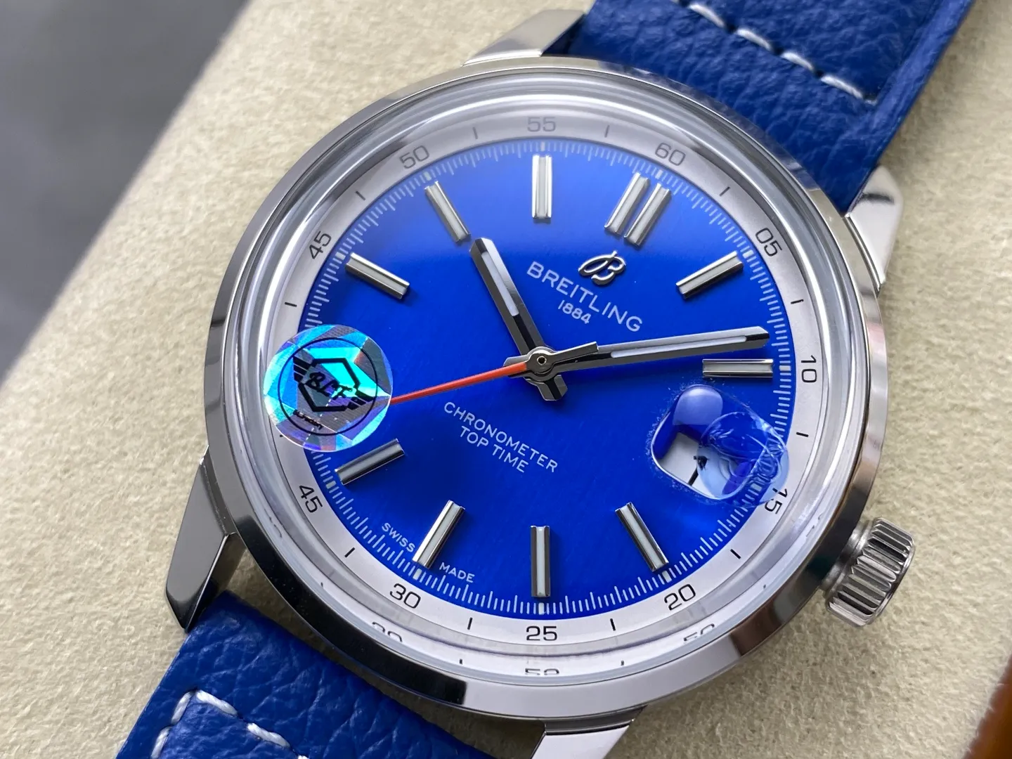 Breitling Top Time B31 BLF 1:1 Best Edition Blue Dial Orange Hand on Blue Leather Strap AB31 21 9e8b73dc4e18b35 阿默表行AmoWatch