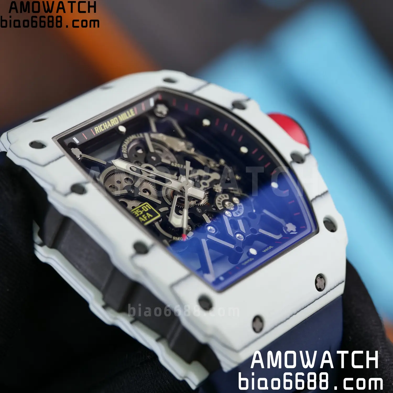 Custom Made RICHARD MILLE RM035 RM35-01 White Carbon BBR 93 9f1ba2ecedb9324 AMO Watch