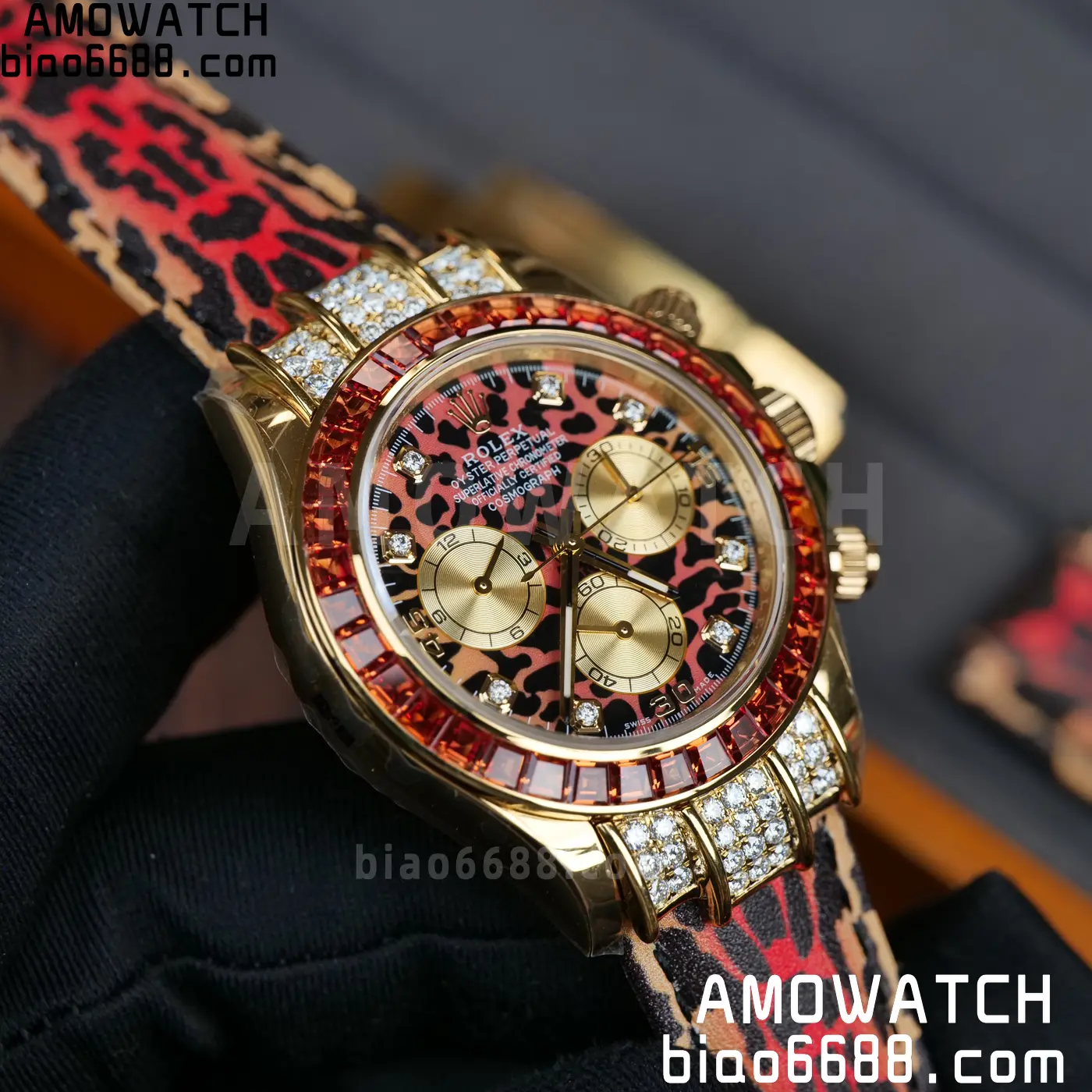 Rolex Daytona 116598SACO PPM Factory Best Edition Leopard Dial on Leopard Leather Strap 4130 83 a64bc2c8cd89fc6 阿默表行AmoWatch