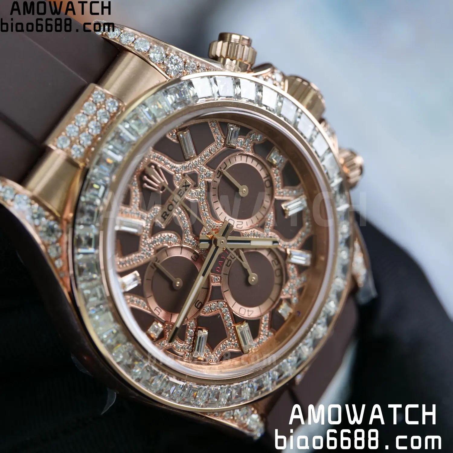 Custom Made Rolex Giraffe Daytona 126555 Mossanite with Brown Strap VS4131 (Weighted) 86 aa43e51fae693ae 阿默表行AmoWatch
