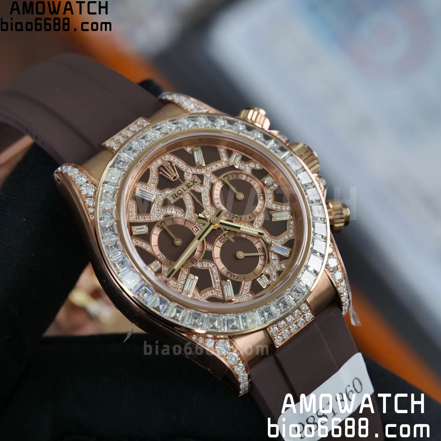 Custom Made Rolex Giraffe Daytona 126555 Mossanite with Brown Strap VS4131 (Weighted) 79 abf4c3cab2eb949 阿默表行AmoWatch