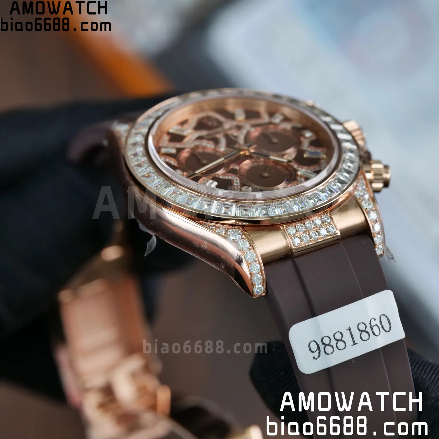 Custom Made Rolex Giraffe Daytona 126555 Mossanite with Brown Strap VS4131 (Weighted) 76 b24a6dd5c967463 阿默表行AmoWatch