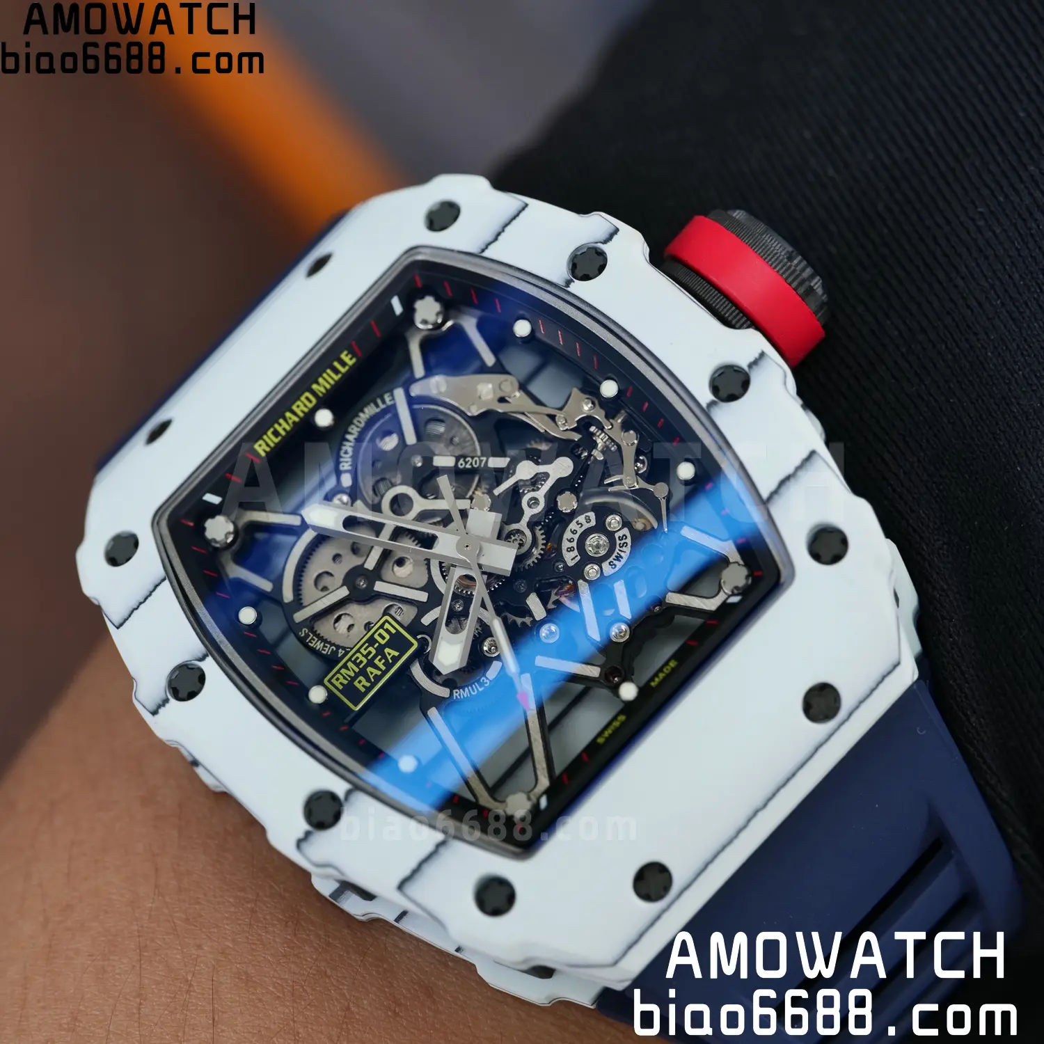 Custom Made RICHARD MILLE RM035 RM35-01 White Carbon BBR 102 b38fb7a8e0c41d8 AMO Watch