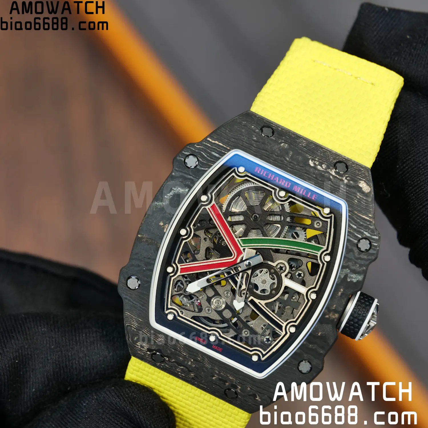 RICHARD MILLE RM67-02 Black NTPT Best Edition Black/Green/Red Skeleton Dial on Yellow Nylon strap CRMA7 Clone V9 109 b5687af9b60ee8b 阿默表行AmoWatch