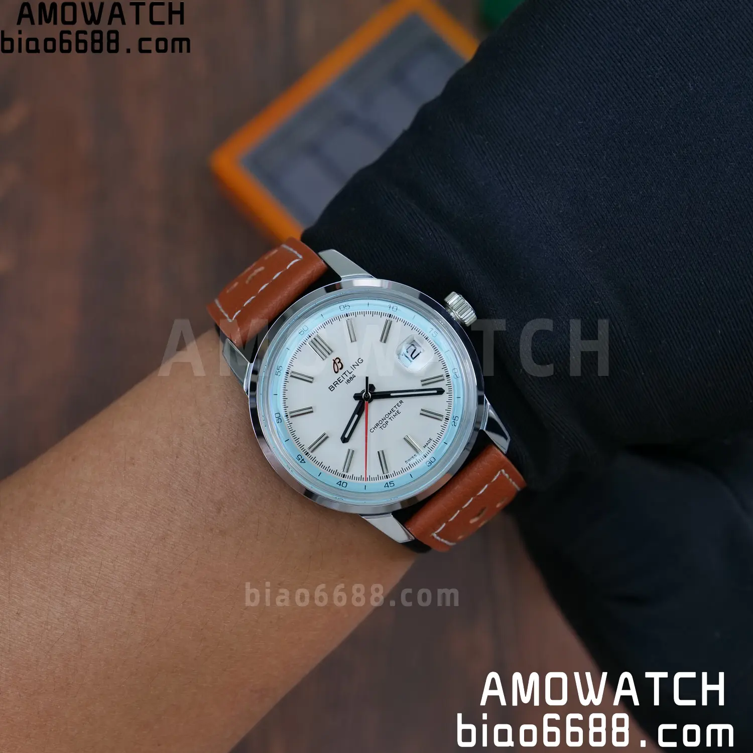 BREITLING Top Time B31 BLF 1:1 Best Edition White Dial Orange Hand on Brown Leather Strap 119 ba25d4e2c361dea 阿默表行AmoWatch