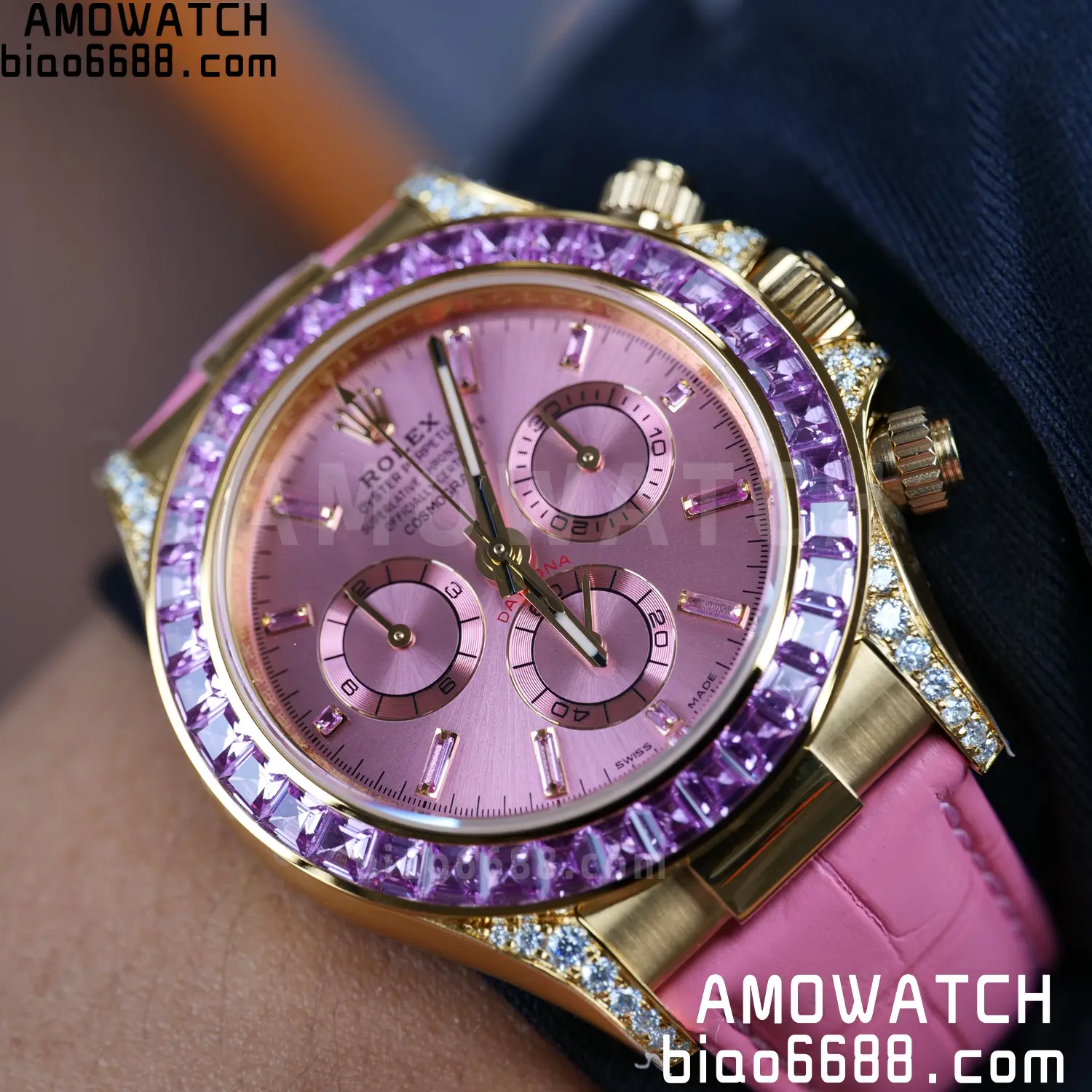 Rolex Daytona 126538TRO PPM Factory Best Edition Pink Dial on Pink Leather Strap 4130 102 bcf1e3d7d4580bf 阿默表行AmoWatch