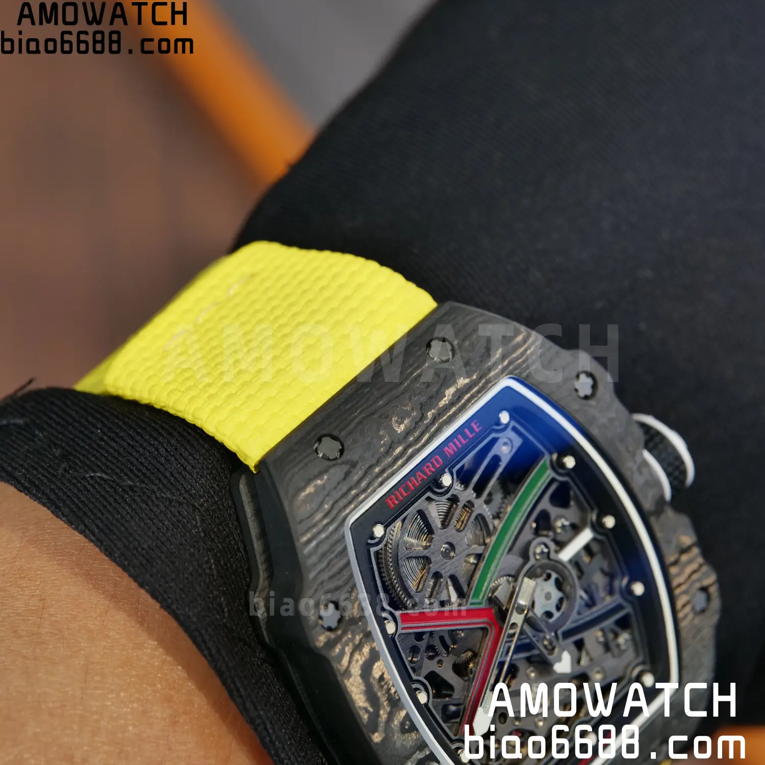 RICHARD MILLE RM67-02 Black NTPT Best Edition Black/Green/Red Skeleton Dial on Yellow Nylon strap CRMA7 Clone V9 124 bdf0bc9361fcf3f 阿默表行AmoWatch