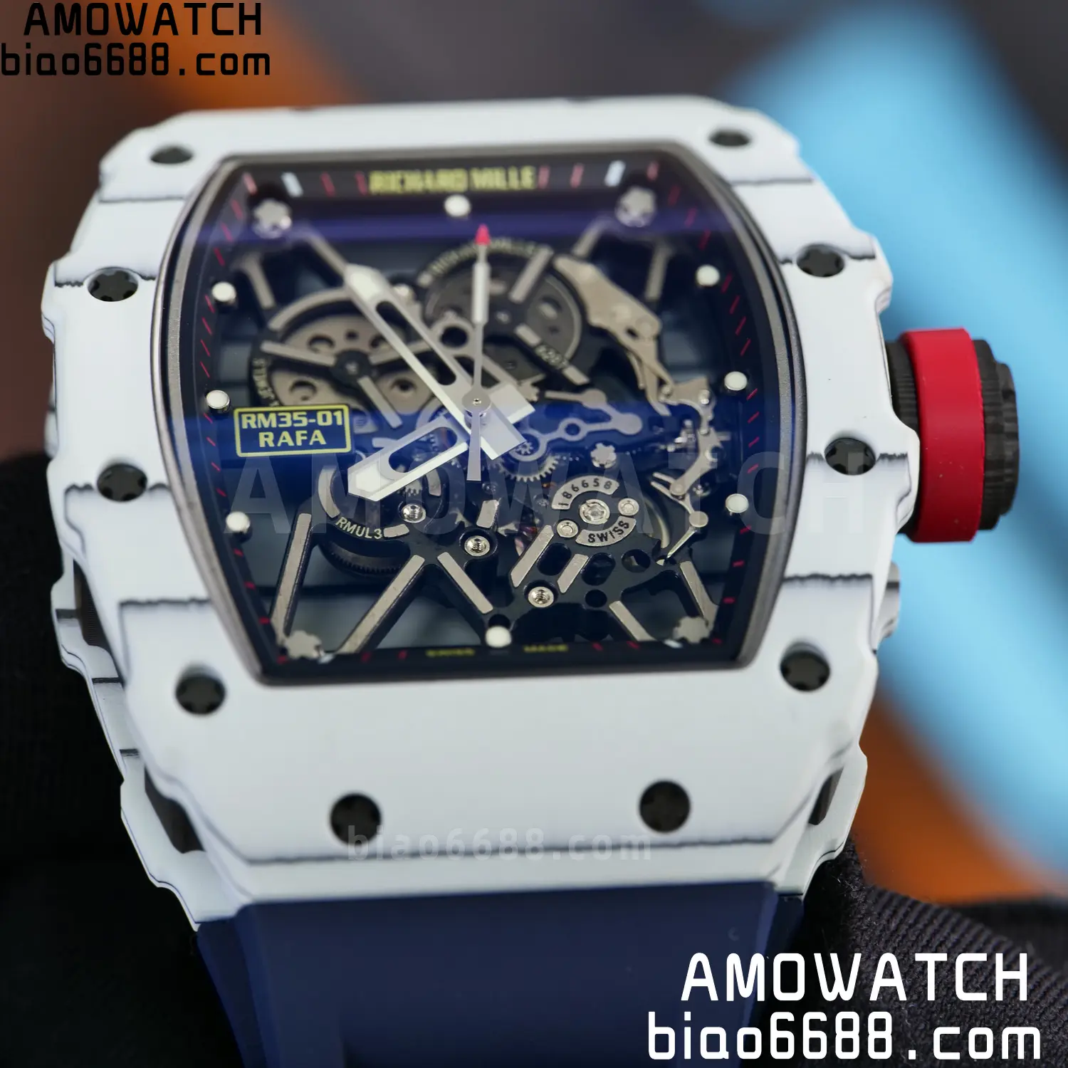 Custom Made RICHARD MILLE RM035 RM35-01 White Carbon BBR 96 bfd0b4724216c64 AMO Watch