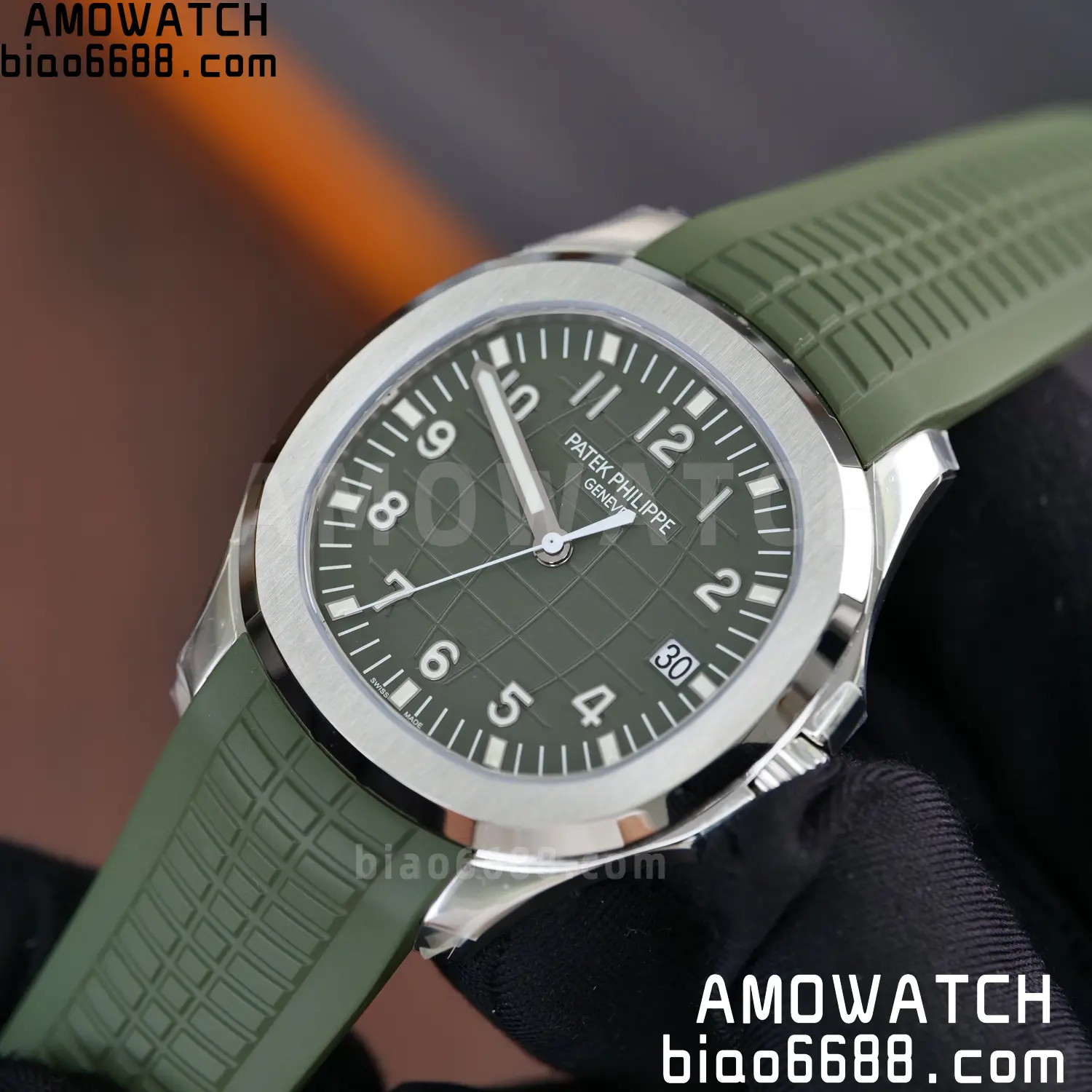 PP Aquanaut 5168G 42mm SS VF 1:1 Best Edition Green Dial on Green Rubber Strap DD324 Weighted 95 c6270d54d5221ad AMO Watch