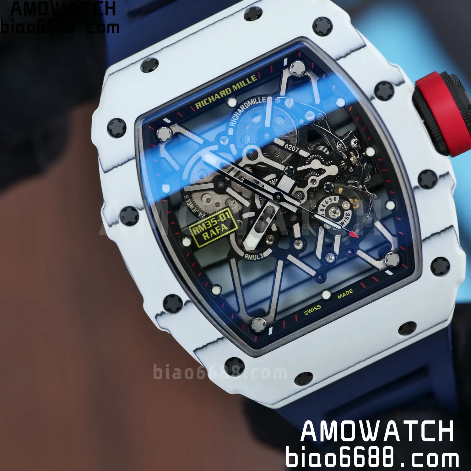 Custom Made RICHARD MILLE RM035 RM35-01 White Carbon BBR 90 c783f6c6ce42c43 AMO Watch