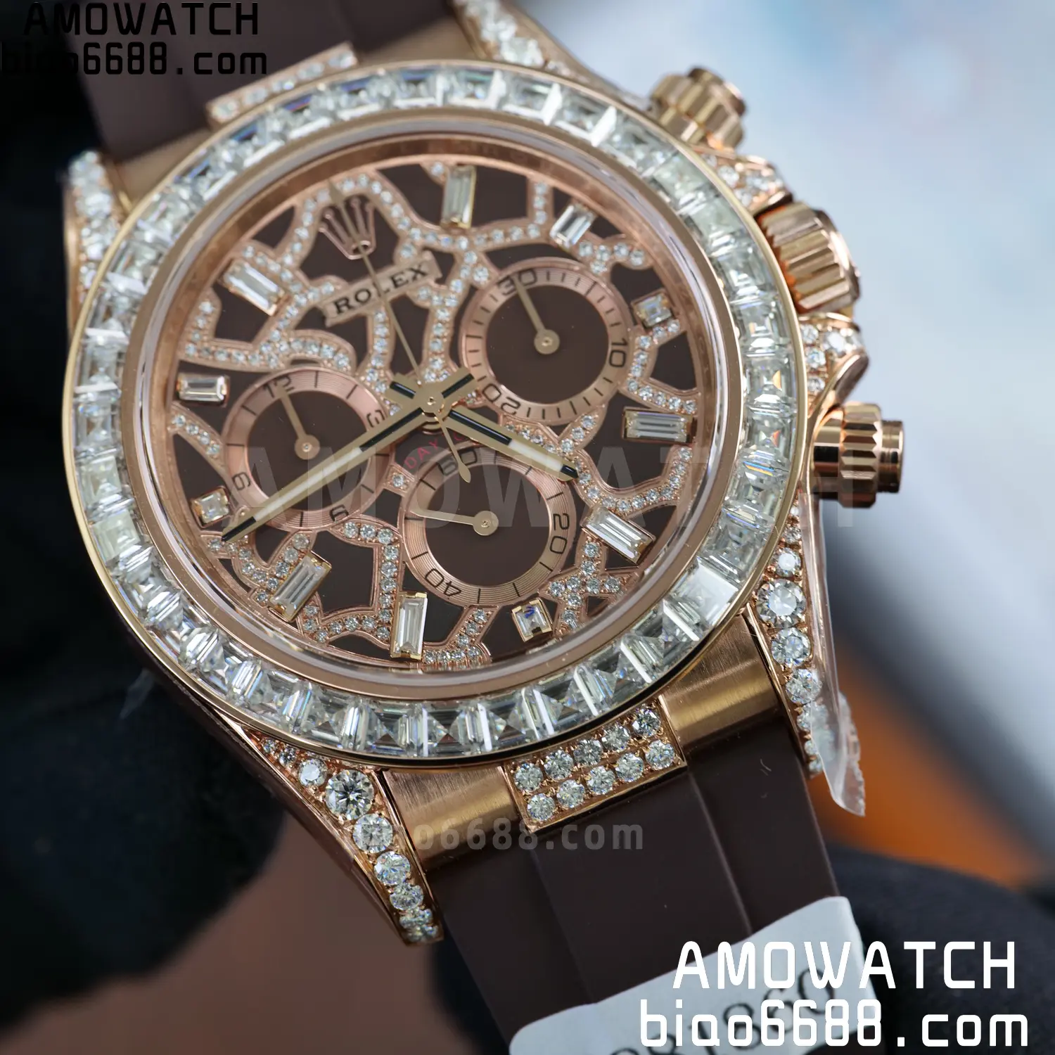 Custom Made Rolex Giraffe Daytona 126555 Mossanite with Brown Strap VS4131 (Weighted) 84 c7aec65c03d1d89 阿默表行AmoWatch