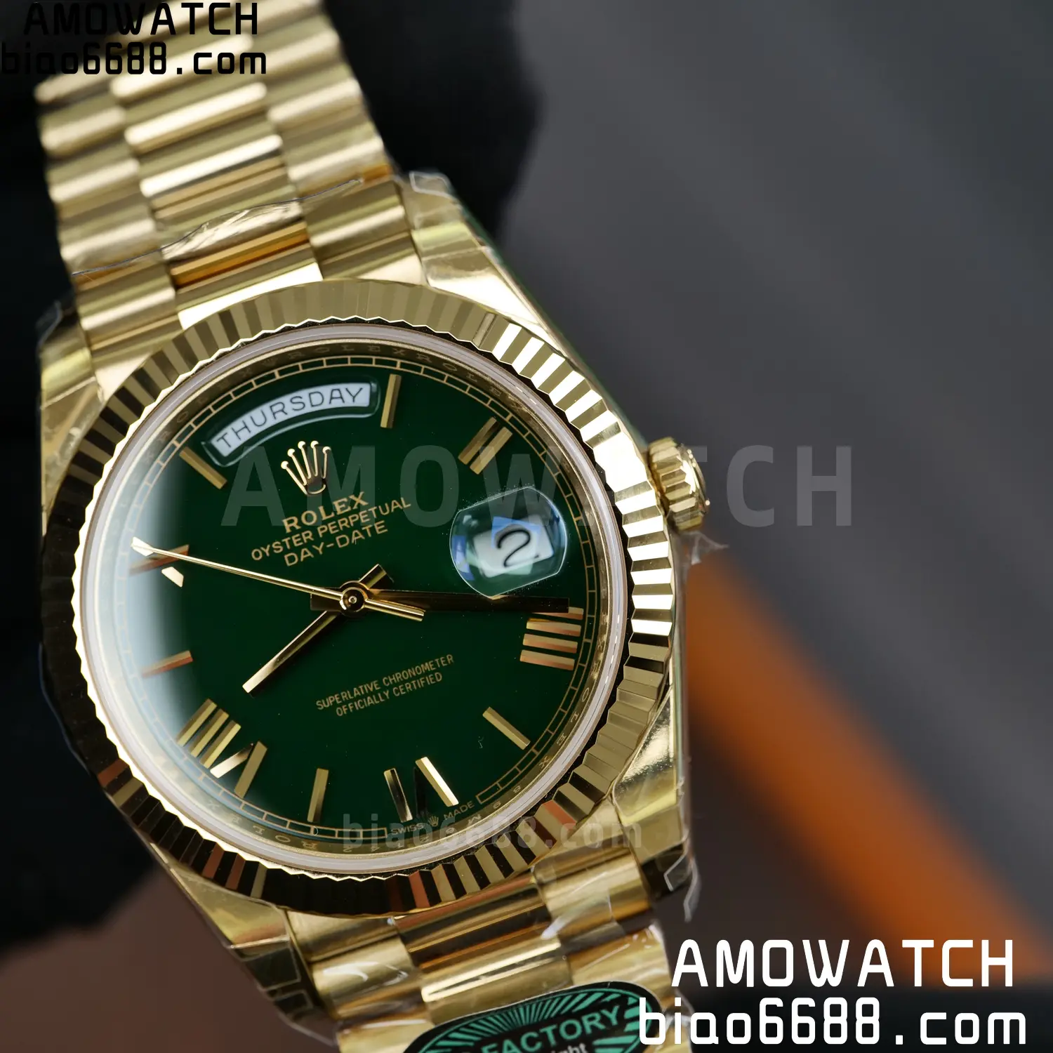 Rolex Day Date 40 YG 228238 RCF 1:1 Best Edition Green Dial on President Bracelet VR3255 (211g) 74 cb46db43addf32e AMO Watch