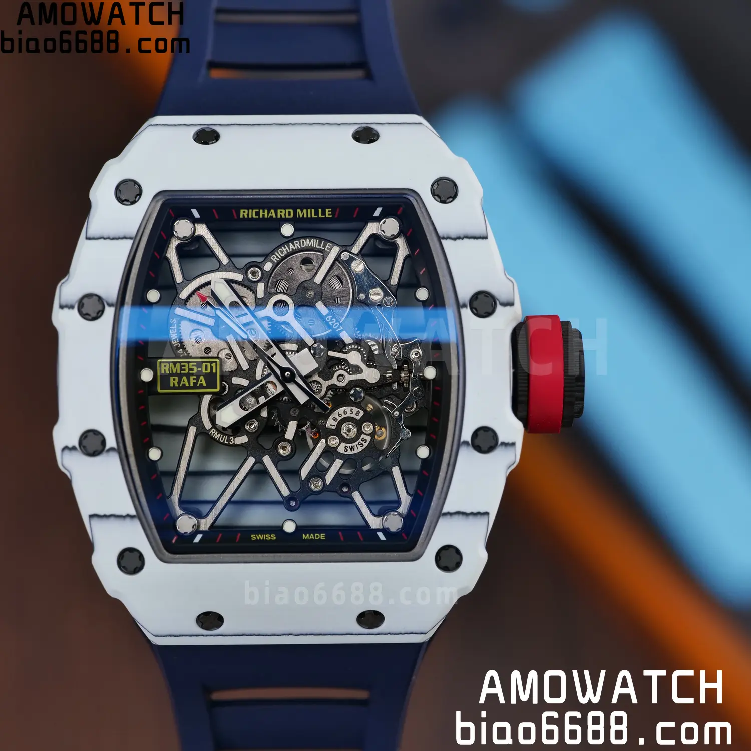 Custom Made RICHARD MILLE RM035 RM35-01 White Carbon BBR 81 ceadd938ea4c52f AMO Watch
