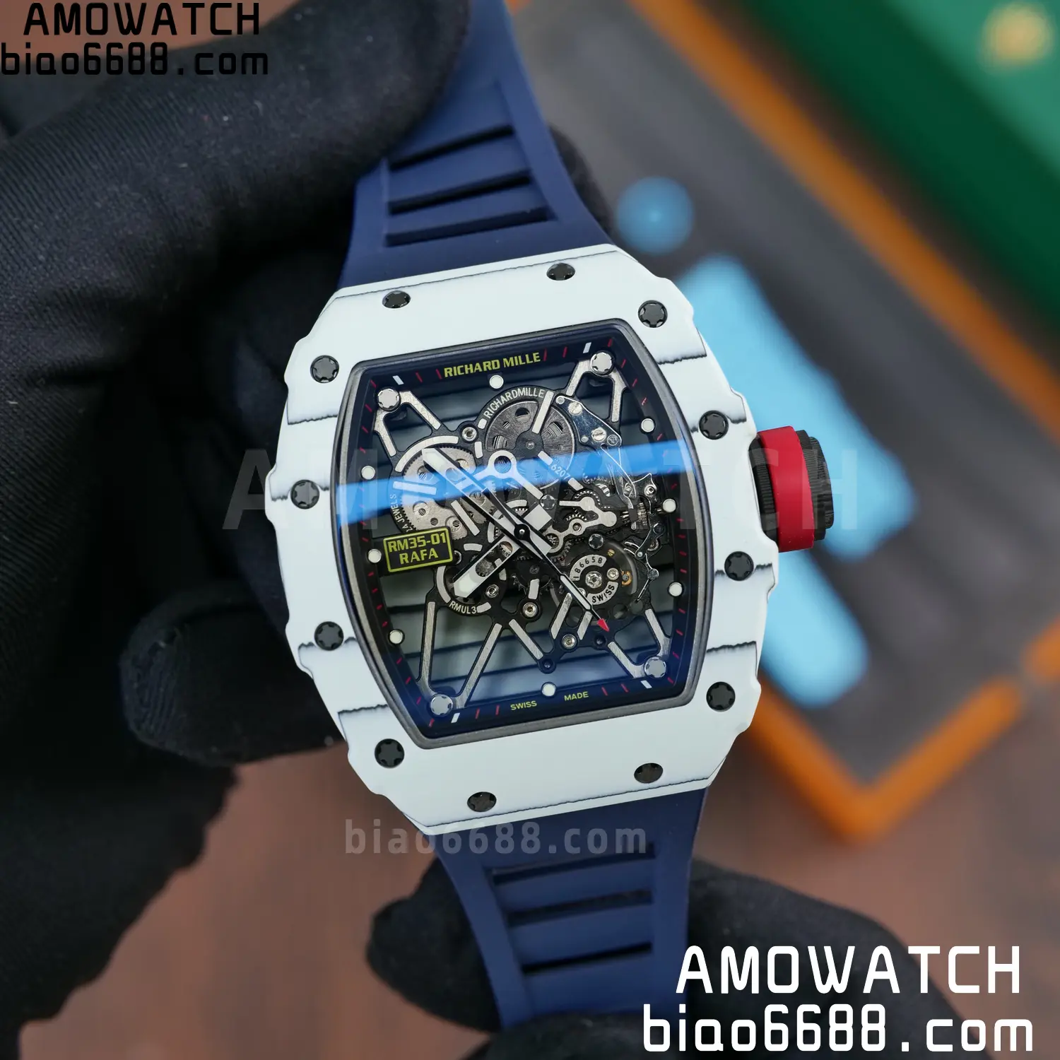 Custom Made RICHARD MILLE RM035 RM35-01 White Carbon BBR 76 d0c5bb4694b9603 AMO Watch