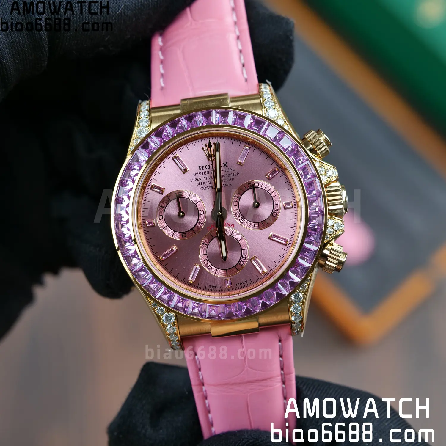 Rolex Daytona 126538TRO PPM Factory Best Edition Pink Dial on Pink Leather Strap 4130 78 d4e9655c9e7d57a 阿默表行AmoWatch