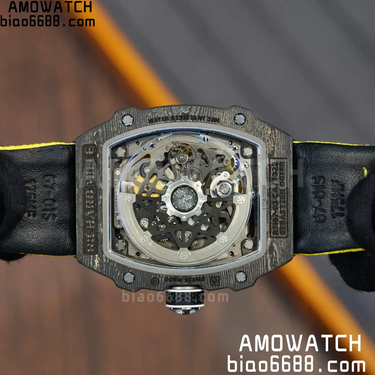 RICHARD MILLE RM67-02 Black NTPT Best Edition Black/Green/Red Skeleton Dial on Yellow Nylon strap CRMA7 Clone V9 112 d6a36f3b2734233 阿默表行AmoWatch