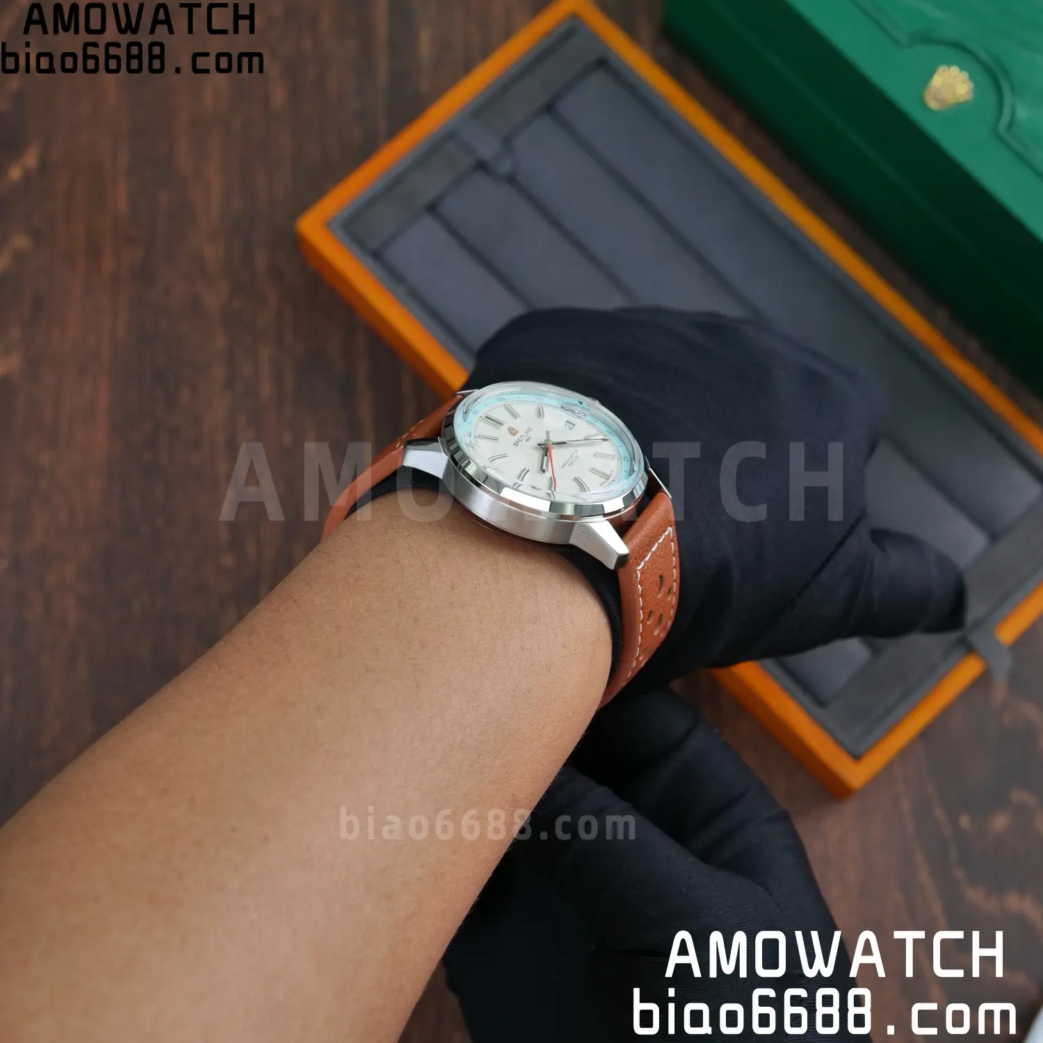 BREITLING Top Time B31 BLF 1:1 Best Edition White Dial Orange Hand on Brown Leather Strap 120 da1bd2f4779aed6 阿默表行AmoWatch