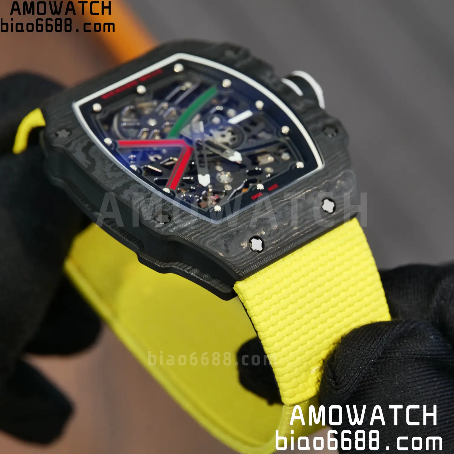 RICHARD MILLE RM67-02 Black NTPT Best Edition Black/Green/Red Skeleton Dial on Yellow Nylon strap CRMA7 Clone V9 97 da5f9de4bb32afc 阿默表行AmoWatch