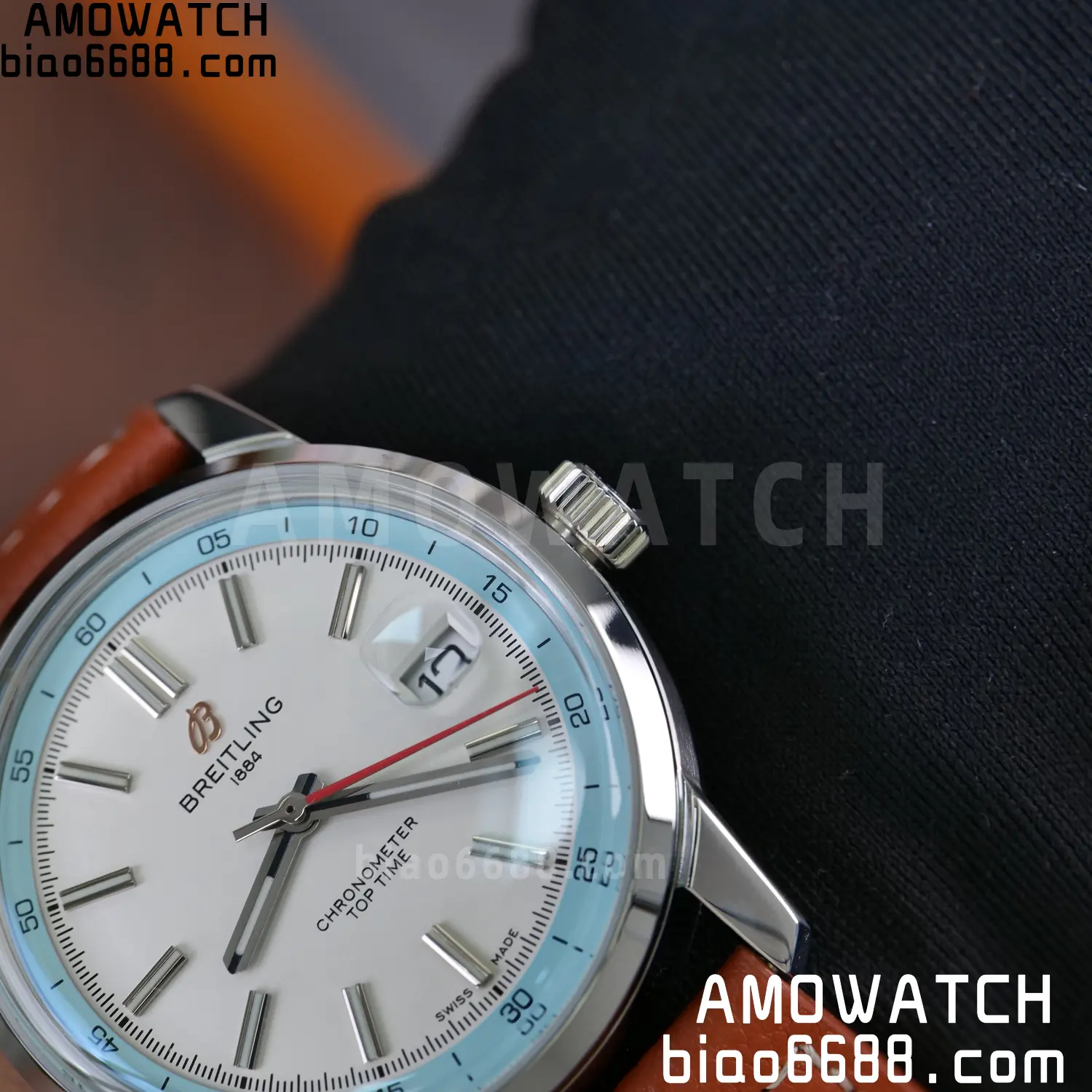 BREITLING Top Time B31 BLF 1:1 Best Edition White Dial Orange Hand on Brown Leather Strap 114 daa9506941f14c9 阿默表行AmoWatch