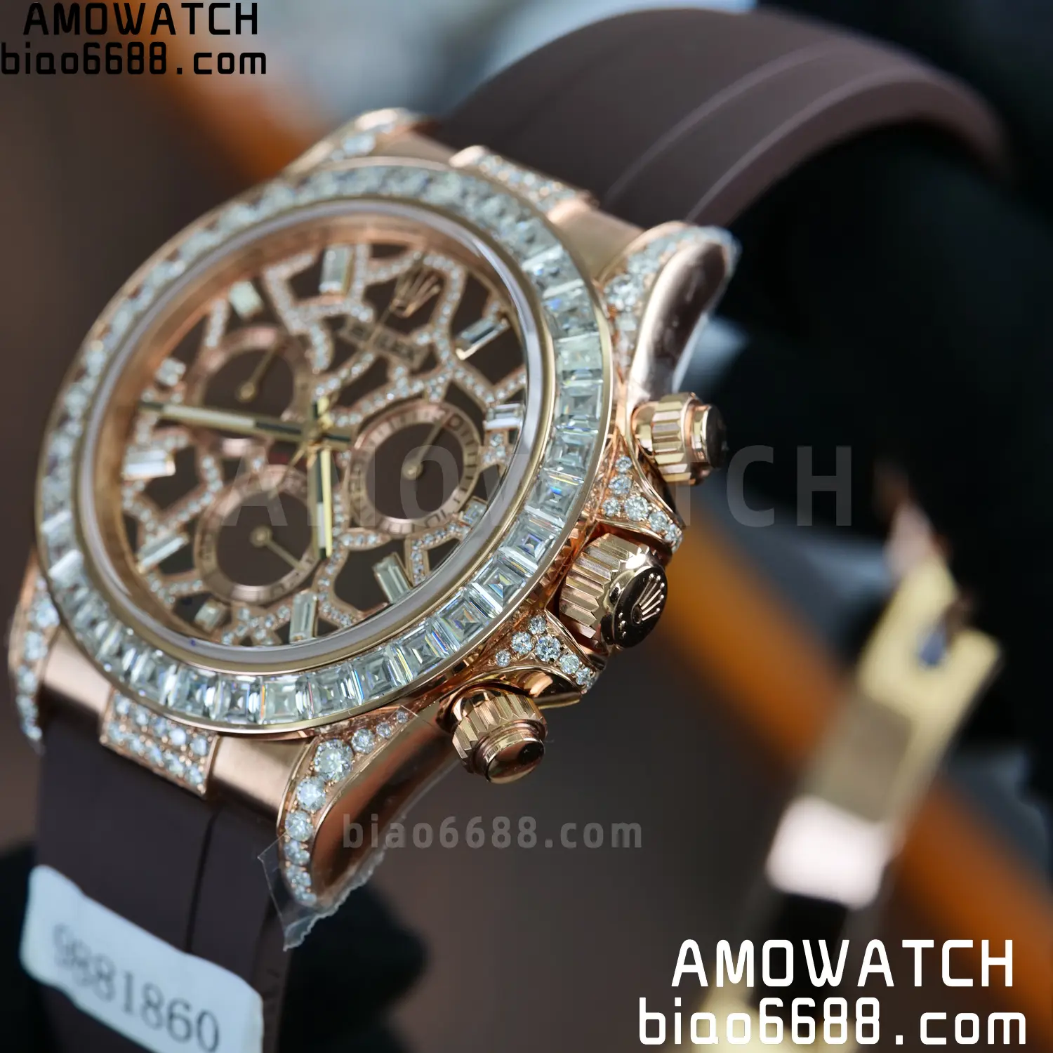 Custom Made Rolex Giraffe Daytona 126555 Mossanite with Brown Strap VS4131 (Weighted) 78 db7e6a2e6700ee5 阿默表行AmoWatch