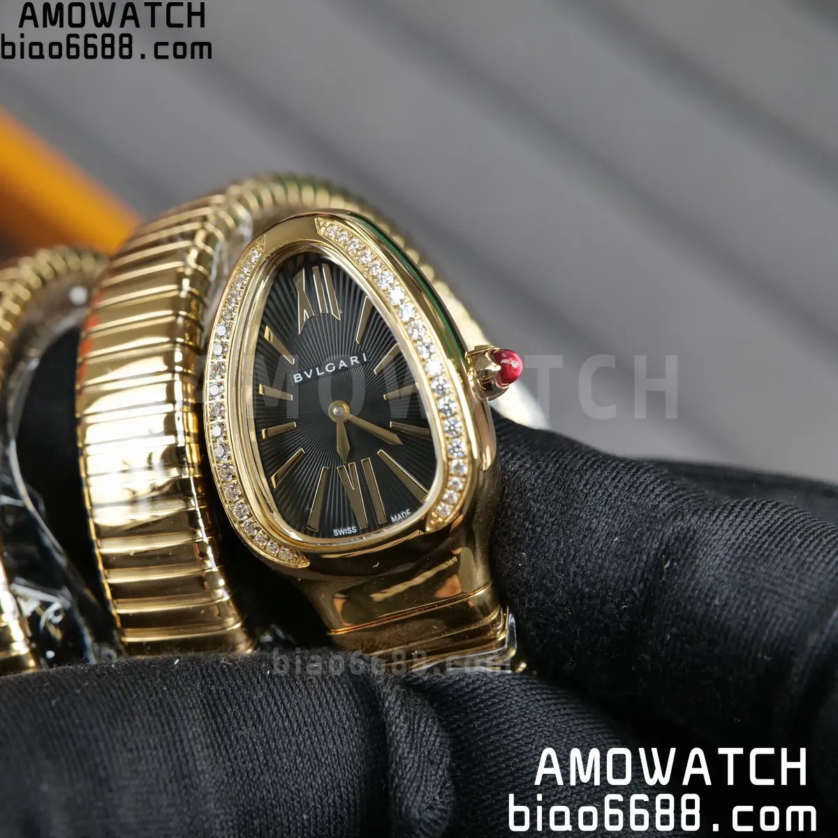 BVLGARI SERPENTI YG BVF 1:1 Best Edition Black Dial on YG Bracelet ETA Quartz 71 de6bcb3da021167 阿默表行AmoWatch