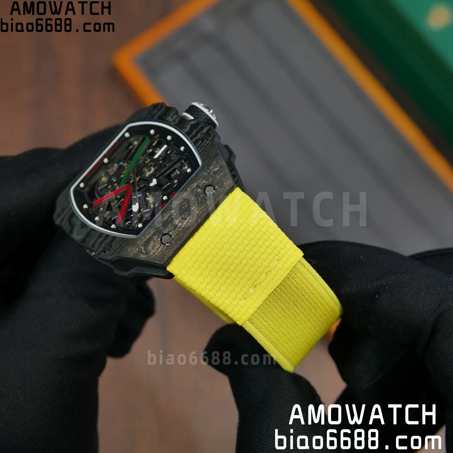 RICHARD MILLE RM67-02 Black NTPT Best Edition Black/Green/Red Skeleton Dial on Yellow Nylon strap CRMA7 Clone V9 93 dfce7e467032ed3 阿默表行AmoWatch