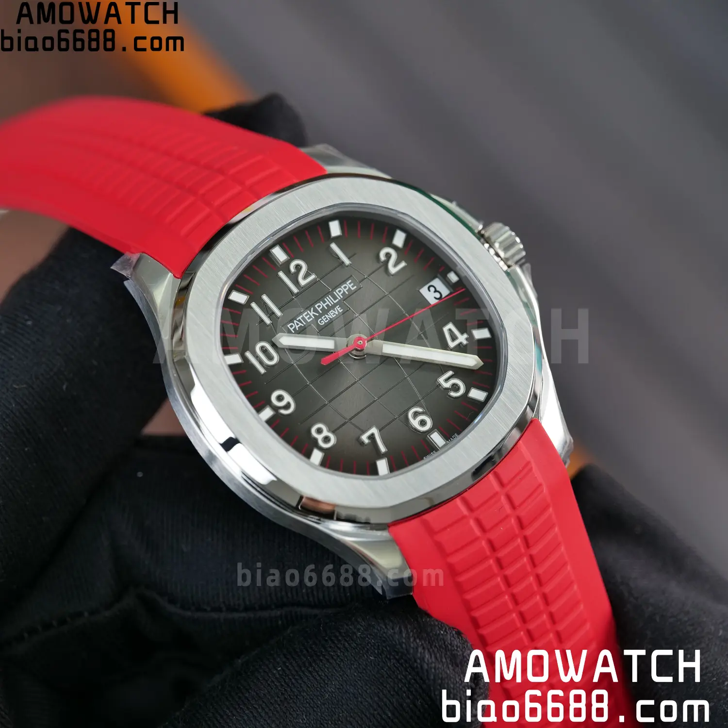 PP Aquanaut 5167 SS Singapore DDF 1:1 Best Edition Gray Dial on Red Rubber Strap DD324 V2 84 e1a25369ad8369c AMO Watch