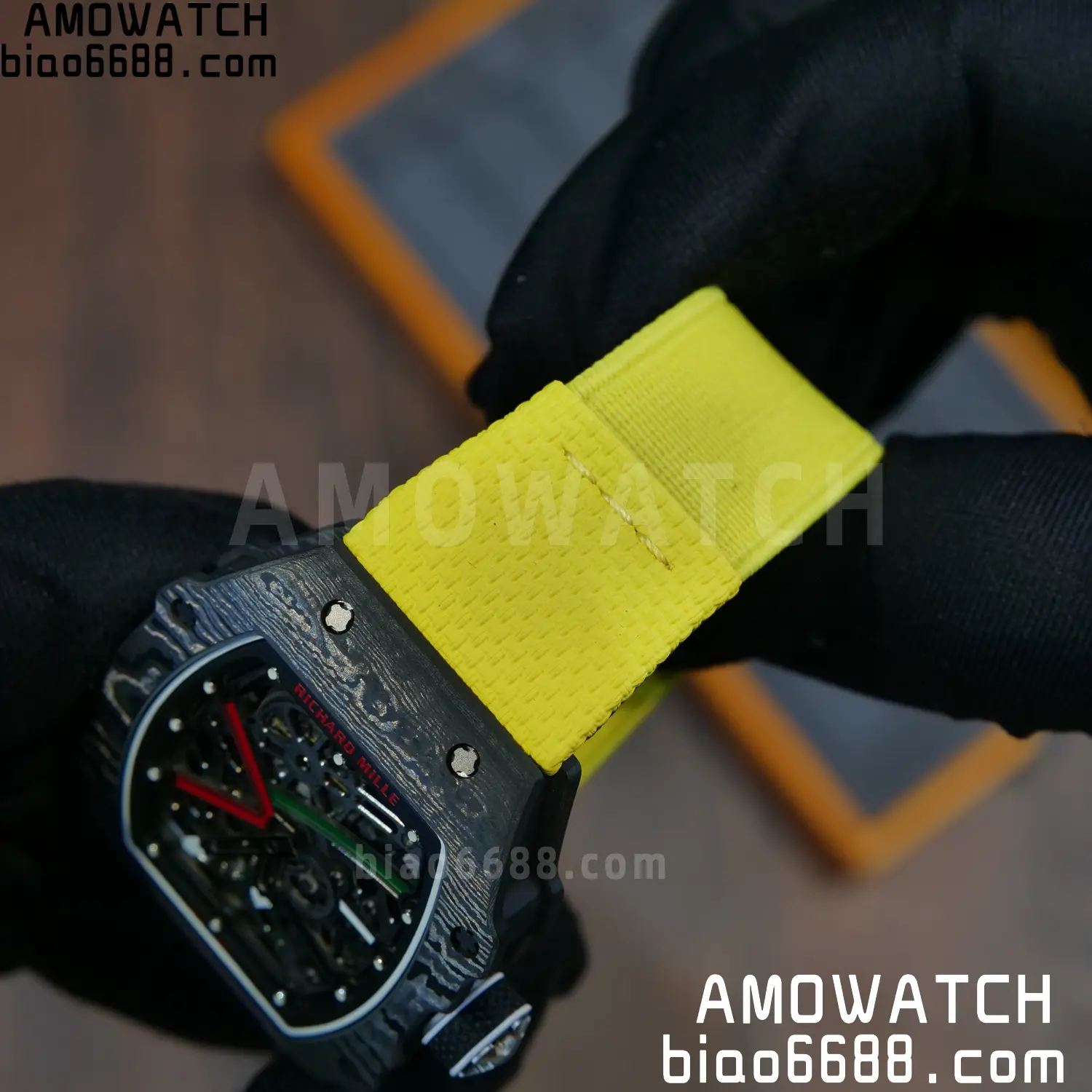 RICHARD MILLE RM67-02 Black NTPT Best Edition Black/Green/Red Skeleton Dial on Yellow Nylon strap CRMA7 Clone V9 92 e25ad2a7c6d6eaf 阿默表行AmoWatch