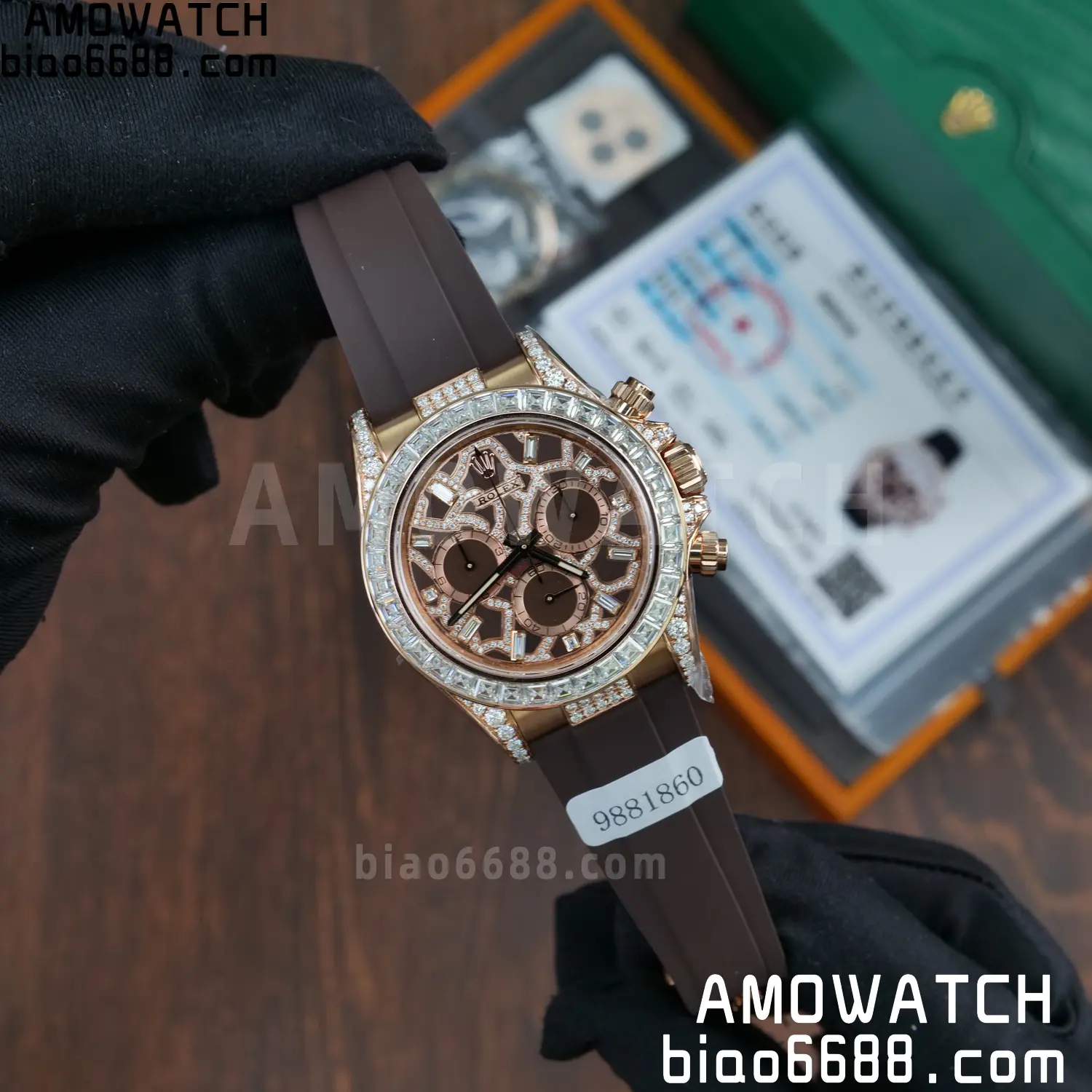 Custom Made Rolex Giraffe Daytona 126555 Mossanite with Brown Strap VS4131 (Weighted) 68 e5758337acd7d7d 阿默表行AmoWatch