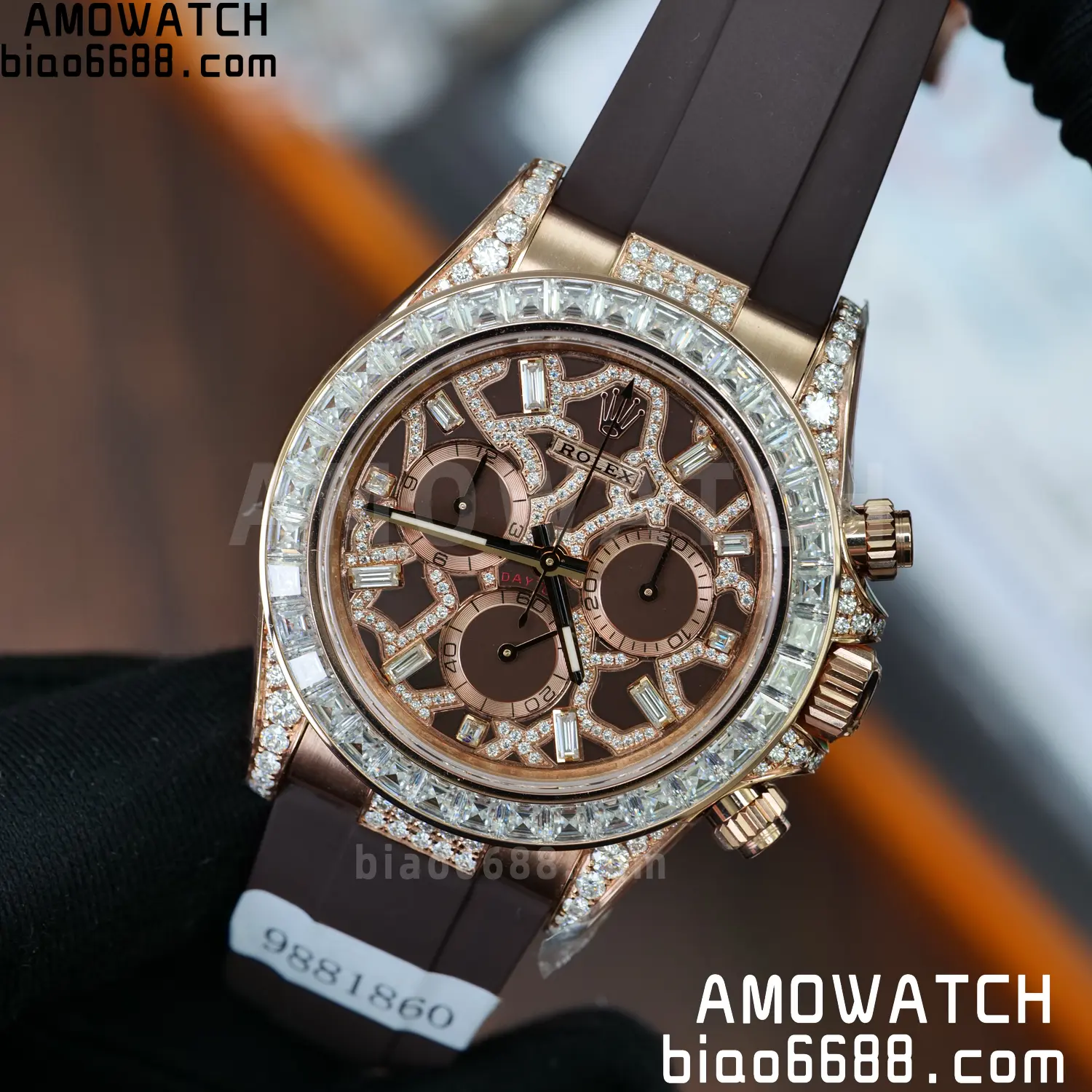Custom Made Rolex Giraffe Daytona 126555 Mossanite with Brown Strap VS4131 (Weighted) 87 e58f738ee690490 阿默表行AmoWatch