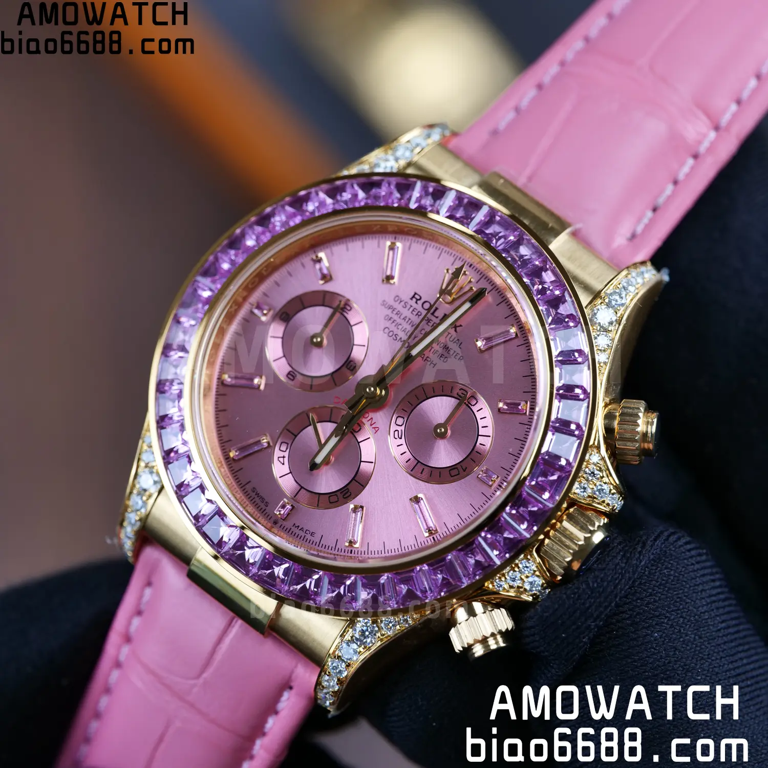 Rolex Daytona 126538TRO PPM Factory Best Edition Pink Dial on Pink Leather Strap 4130 89 e81fe9b69ab4294 阿默表行AmoWatch