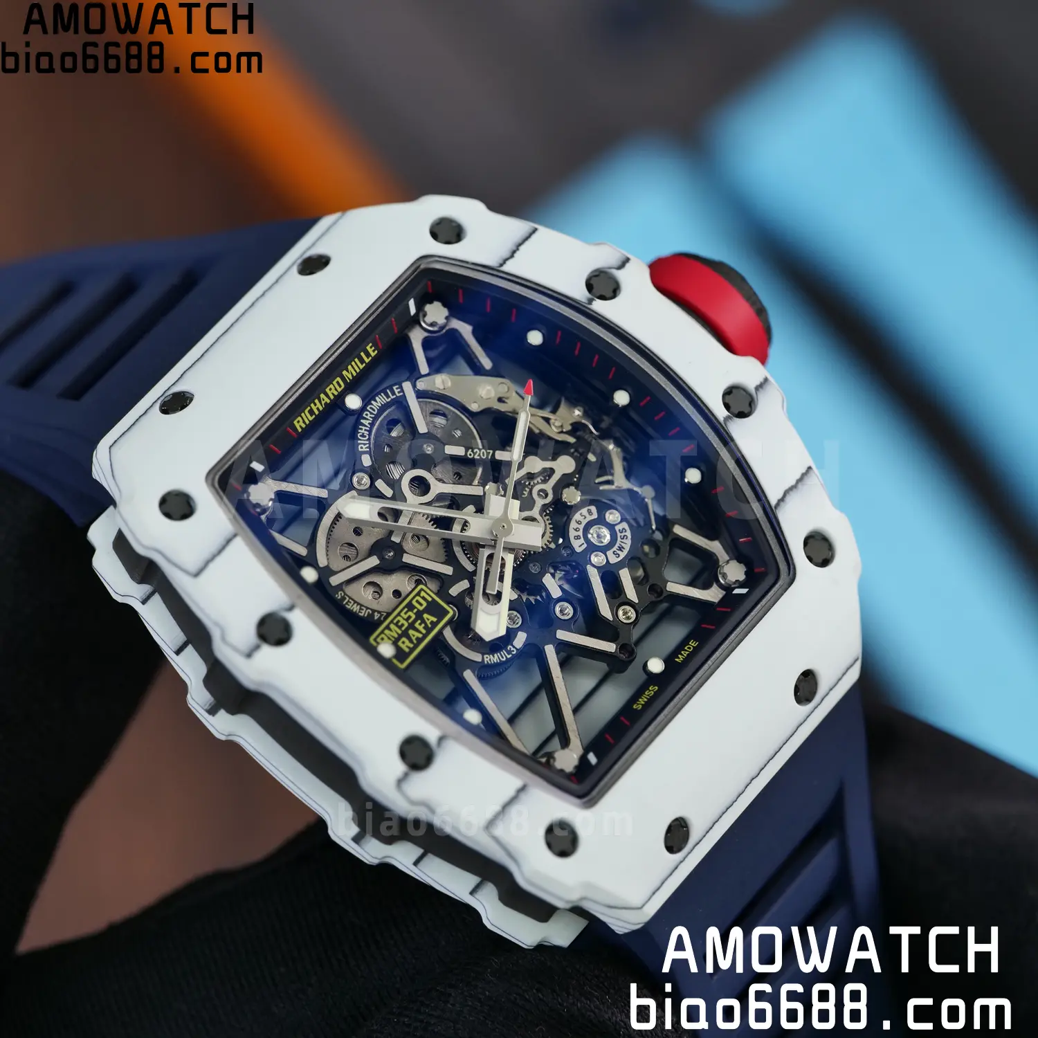 Custom Made RICHARD MILLE RM035 RM35-01 White Carbon BBR 86 e855bf077a890e3 AMO Watch