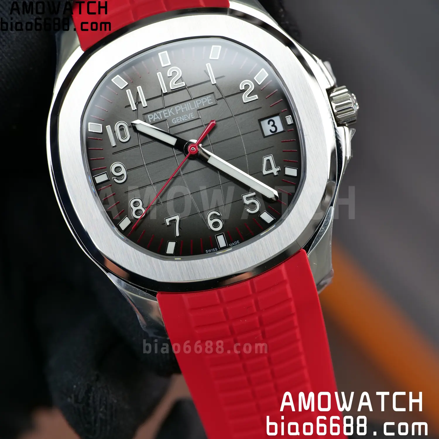 PP Aquanaut 5167 SS Singapore DDF 1:1 Best Edition Gray Dial on Red Rubber Strap DD324 V2 89 ee02fc60213386f AMO Watch